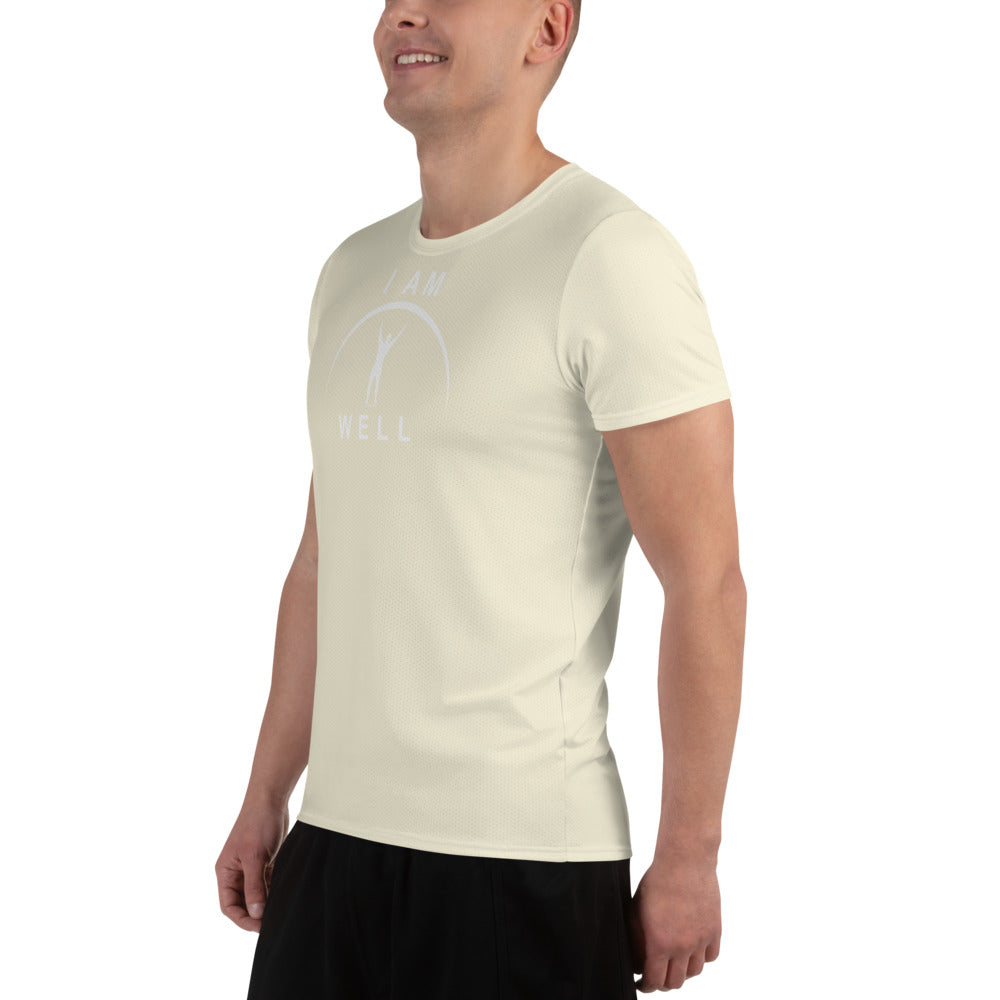 I AM WELL Men's Ultra-Lightweight Performance Athletic T-Shirt - Light Yellow w/ White Logo