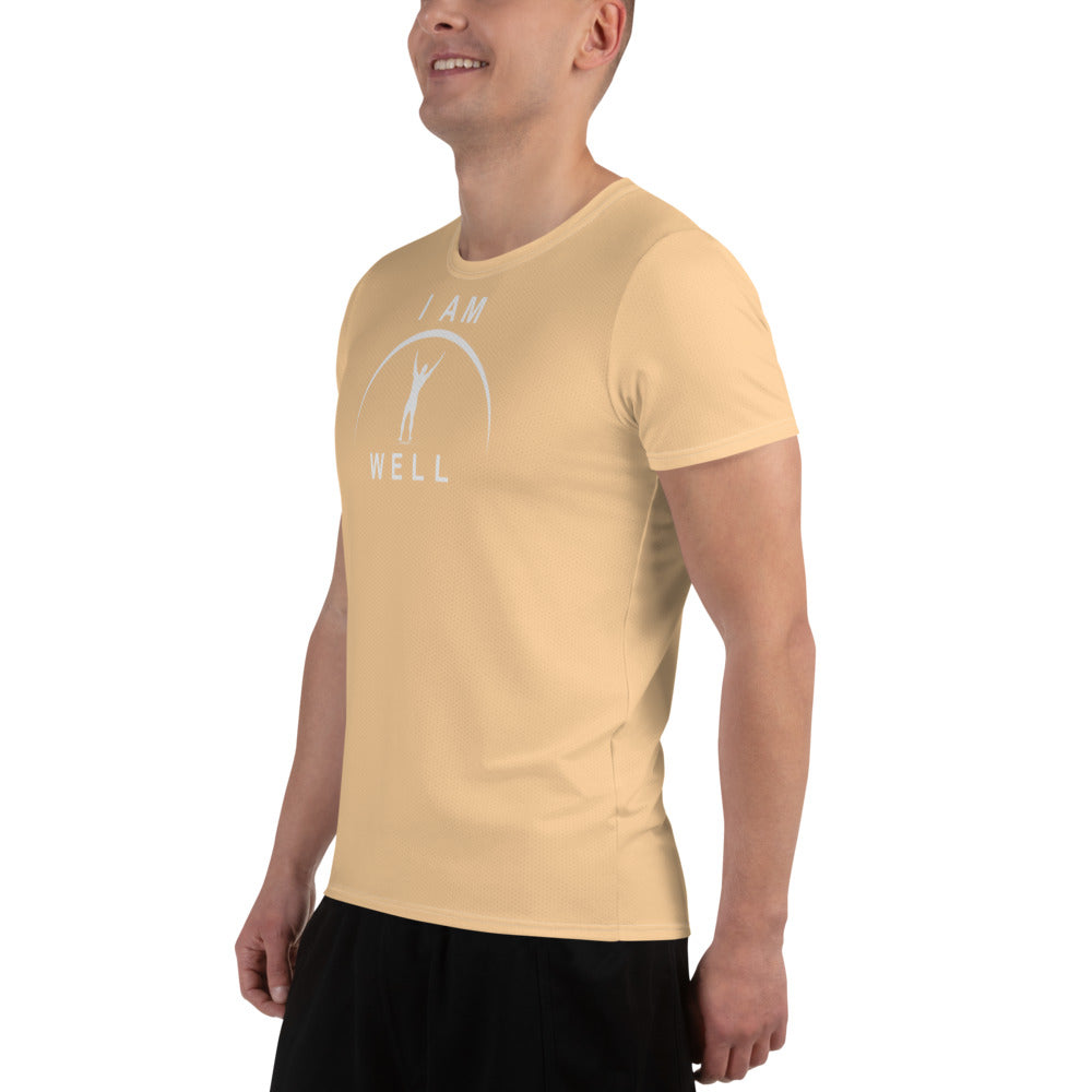 I AM WELL Men's Ultra-Lightweight Performance Athletic T-Shirt - Light Orange w/ White Logo