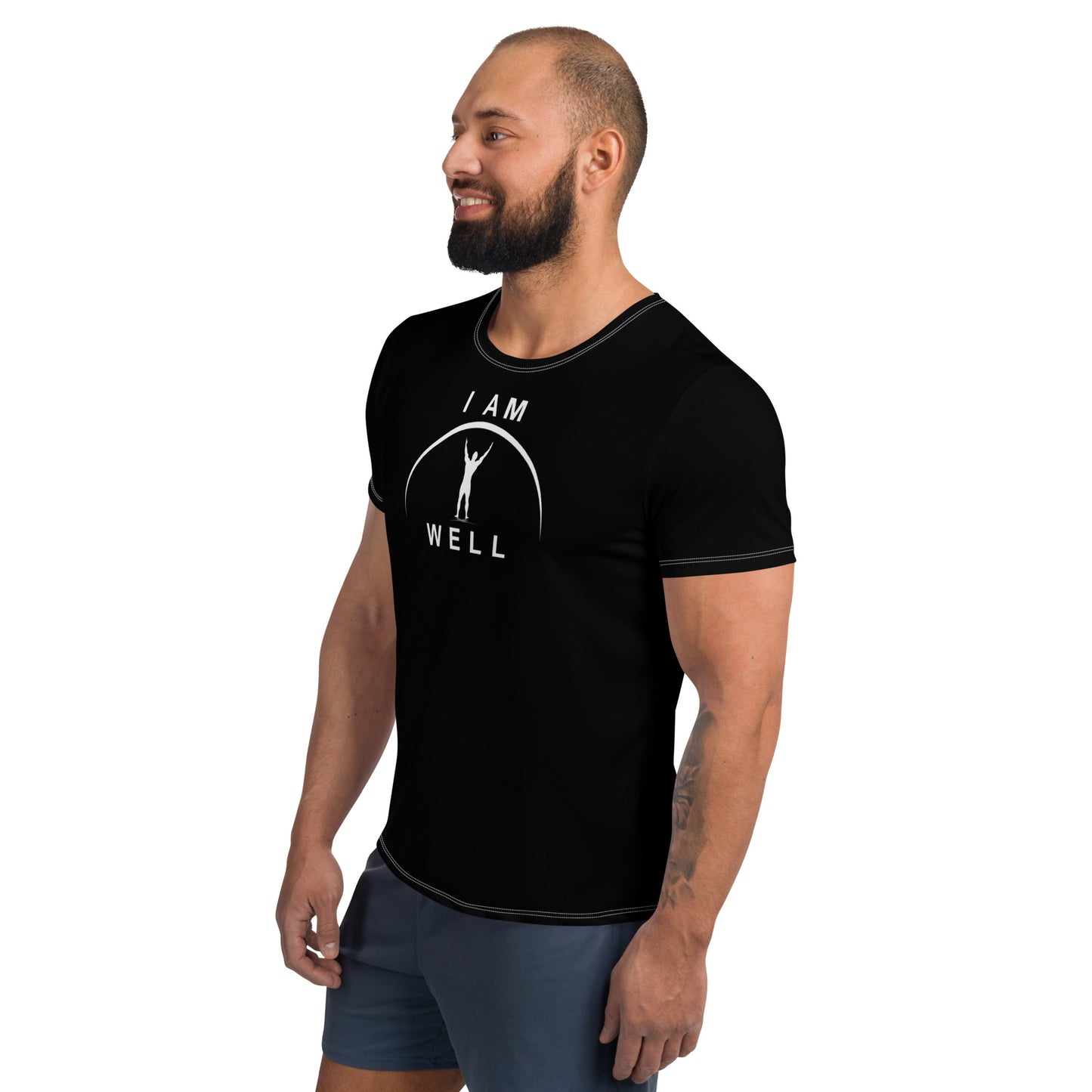 I AM WELL Men's Ultra-Lightweight Performance Athletic T-Shirt - Black w/ White Logo