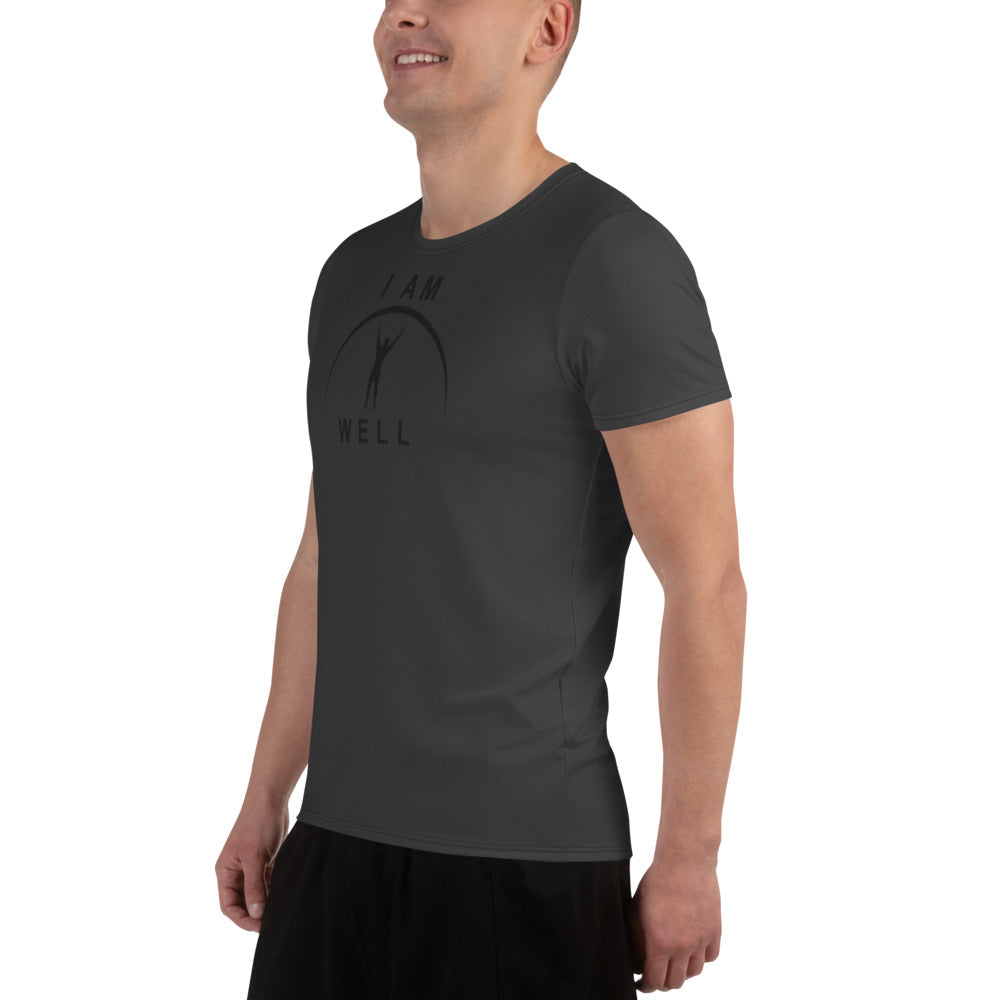 I AM WELL Men's Ultra-Lightweight Performance Athletic T-Shirt - Dark Grey w/ Black Logo