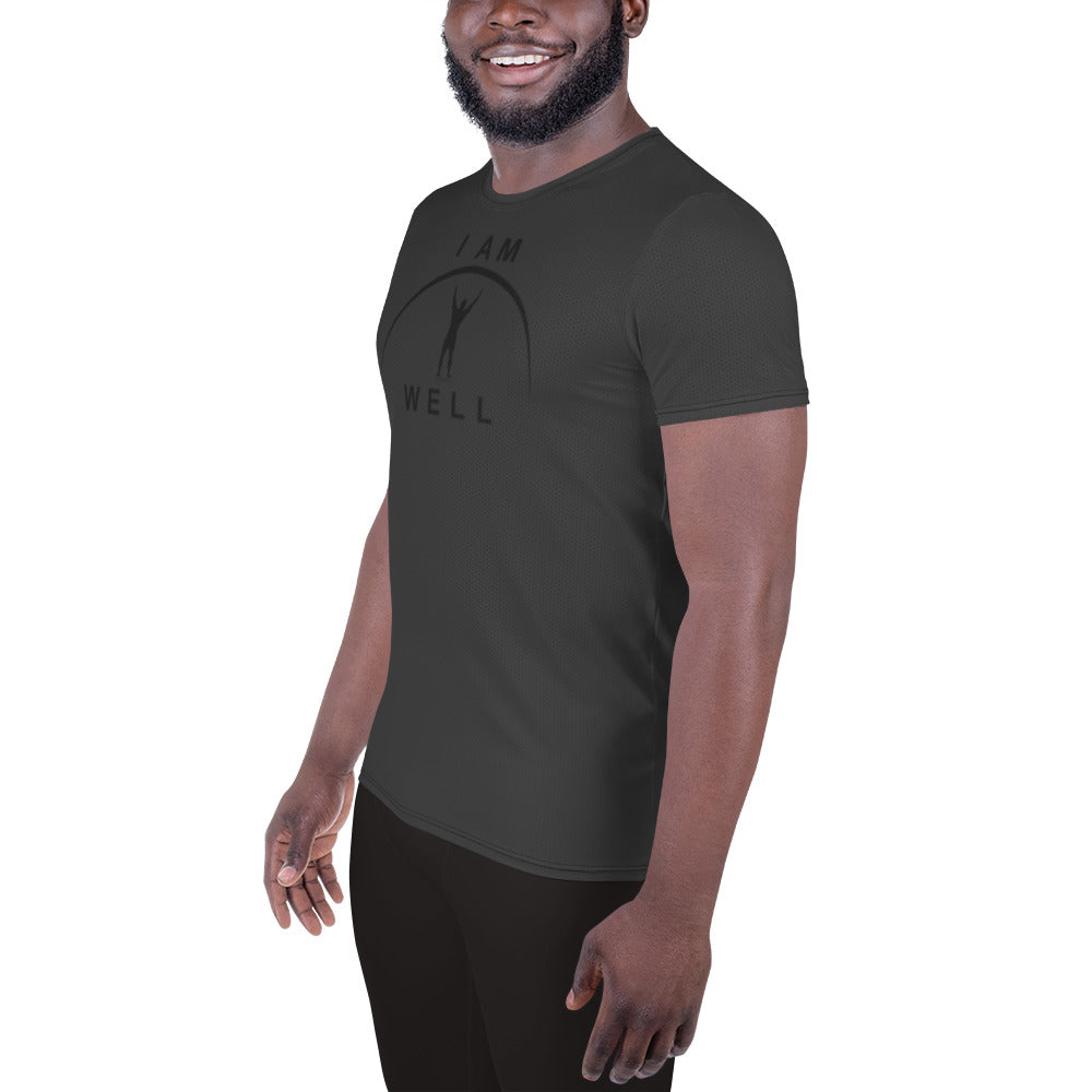 I AM WELL Men's Ultra-Lightweight Performance Athletic T-Shirt - Dark Grey w/ Black Logo