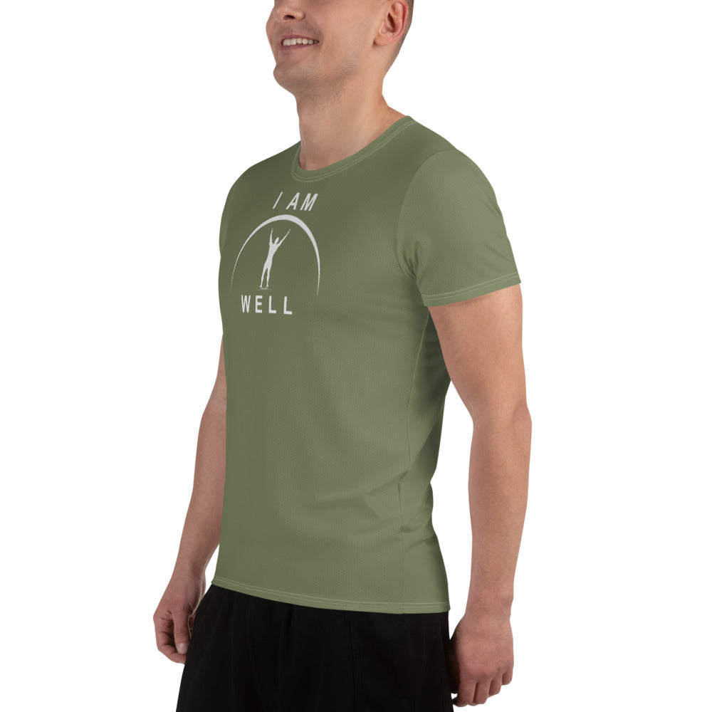 I AM WELL Men's Ultra-Lightweight Performance Athletic T-Shirt - OD Green w/ White Logo