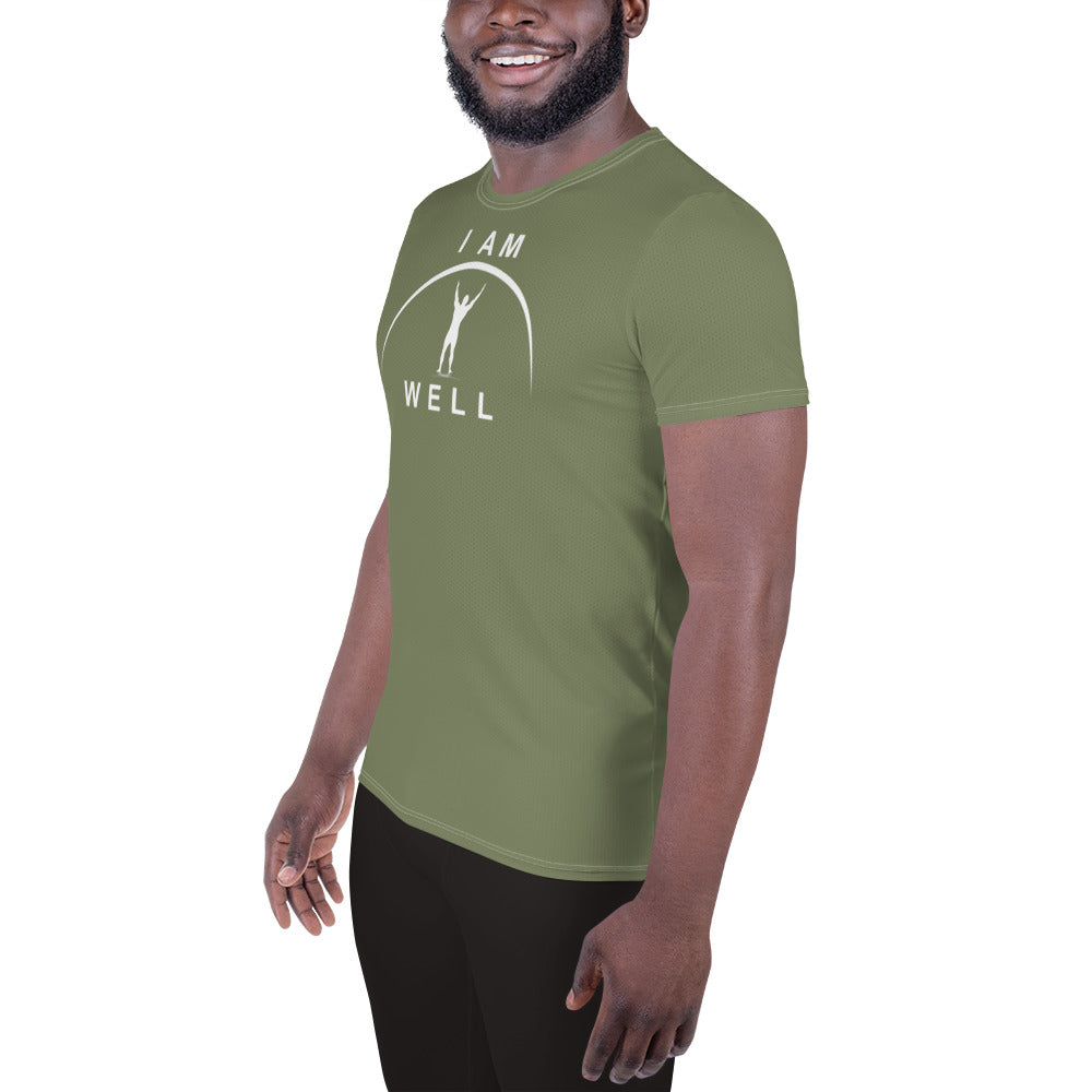 I AM WELL Men's Ultra-Lightweight Performance Athletic T-Shirt - OD Green w/ White Logo