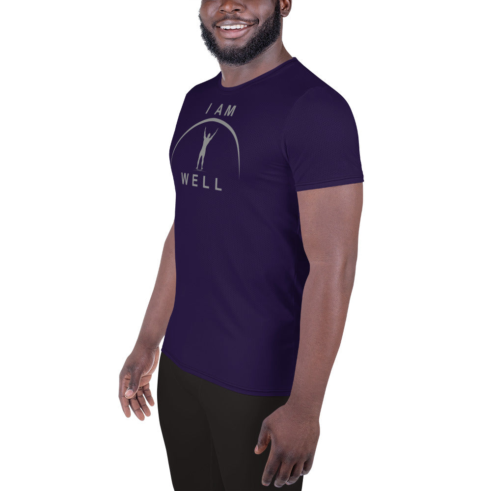 I AM WELL Men's Ultra-Lightweight Performance Athletic T-Shirt - Deep Purple w/ Grey Logo