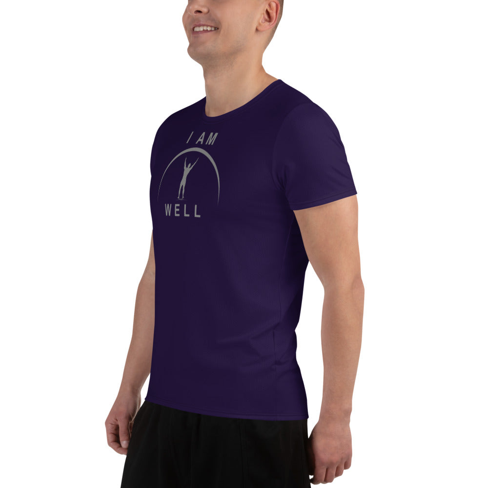 I AM WELL Men's Ultra-Lightweight Performance Athletic T-Shirt - Deep Purple w/ Grey Logo