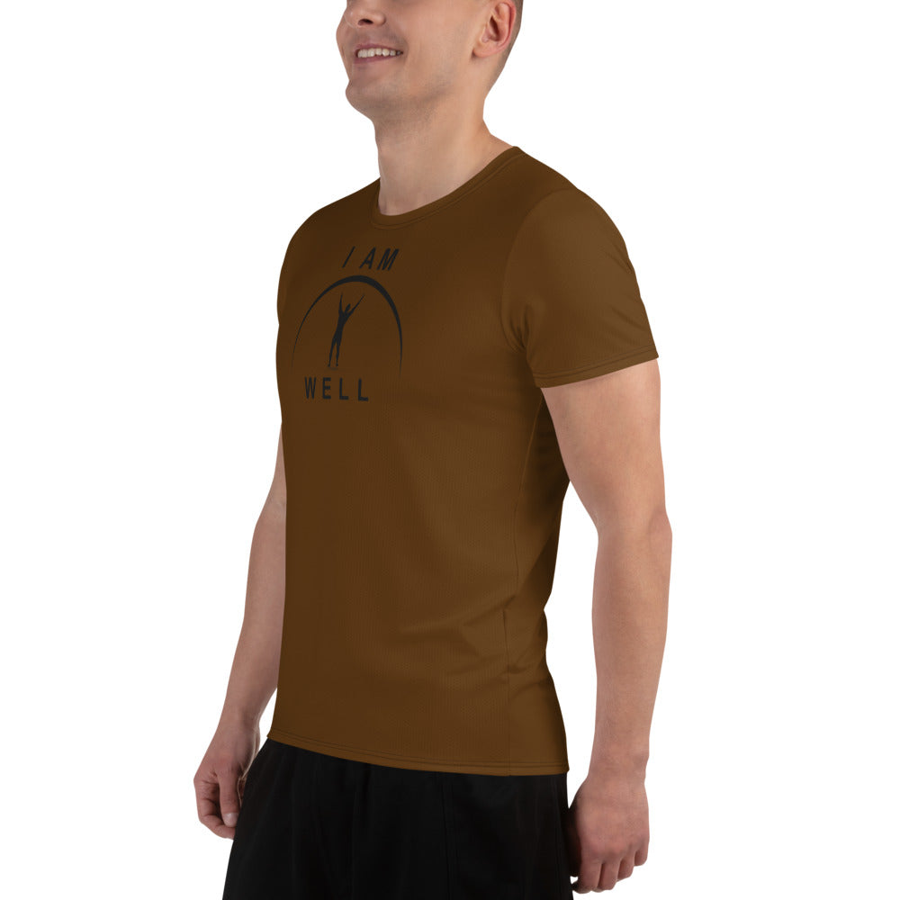 I AM WELL Men's Ultra-Lightweight Performance Athletic T-Shirt - Grizzly Brown w/ Black Logo