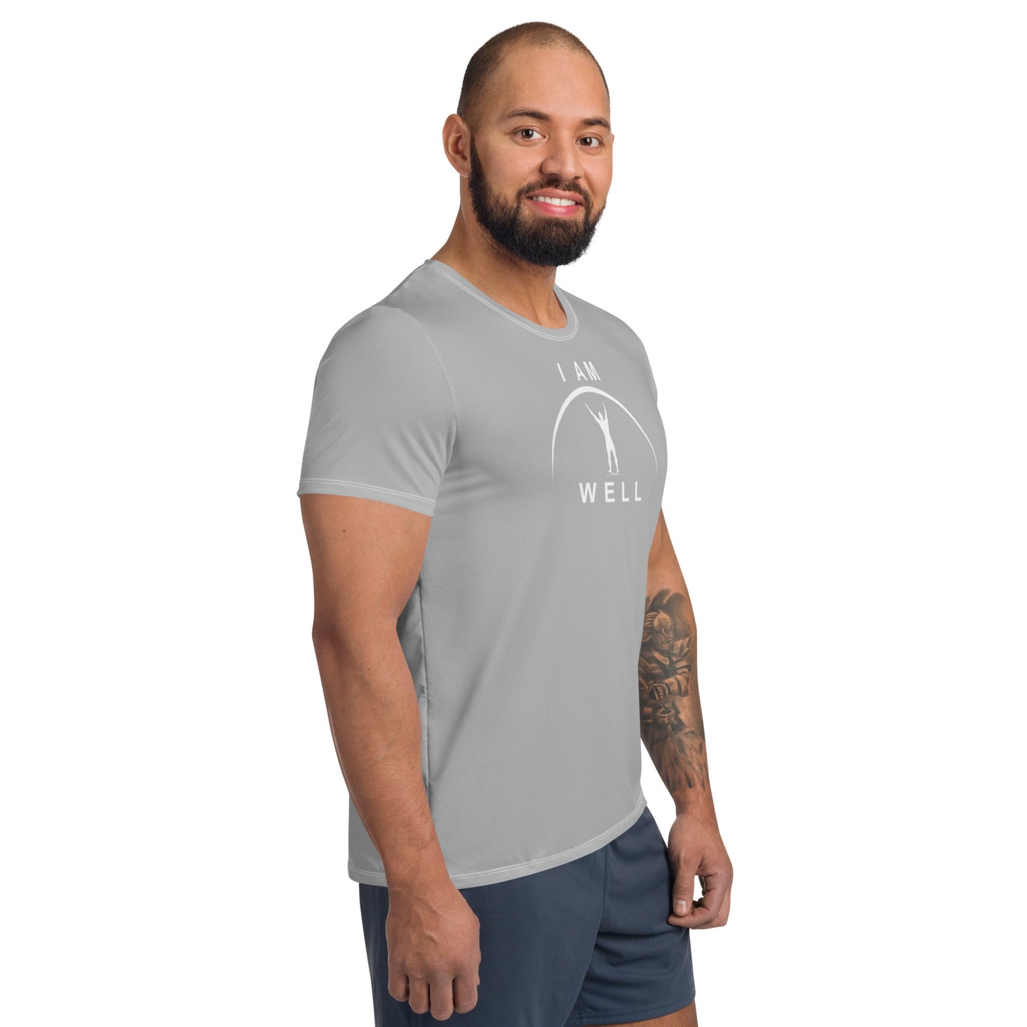 I AM WELL Men's Ultra-Lightweight Performance Athletic T-Shirt - Light Grey w/ White Logo