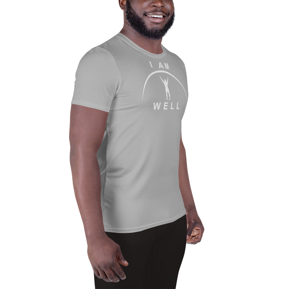 I AM WELL Men's Ultra-Lightweight Performance Athletic T-Shirt - Light Grey w/ White Logo