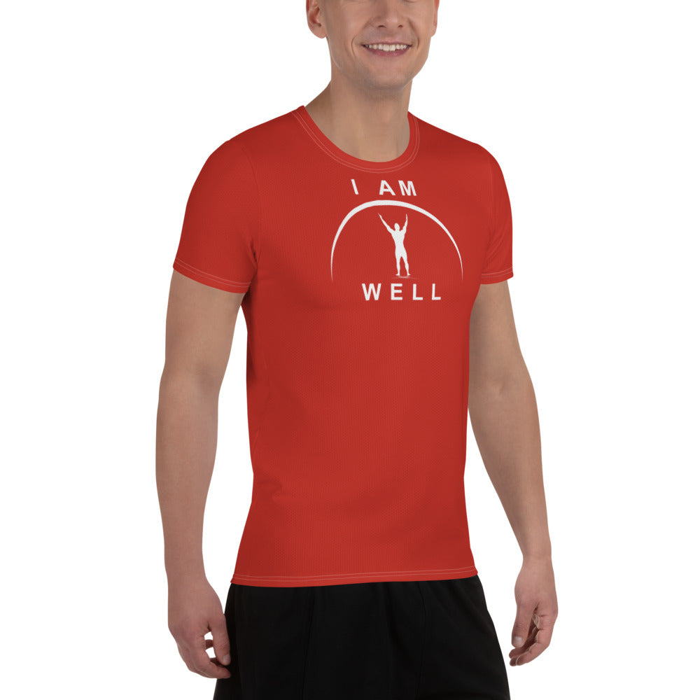 I AM WELL Men's Ultra-Lightweight Performance Athletic T-Shirt - Firefighter Red w/ White Logo