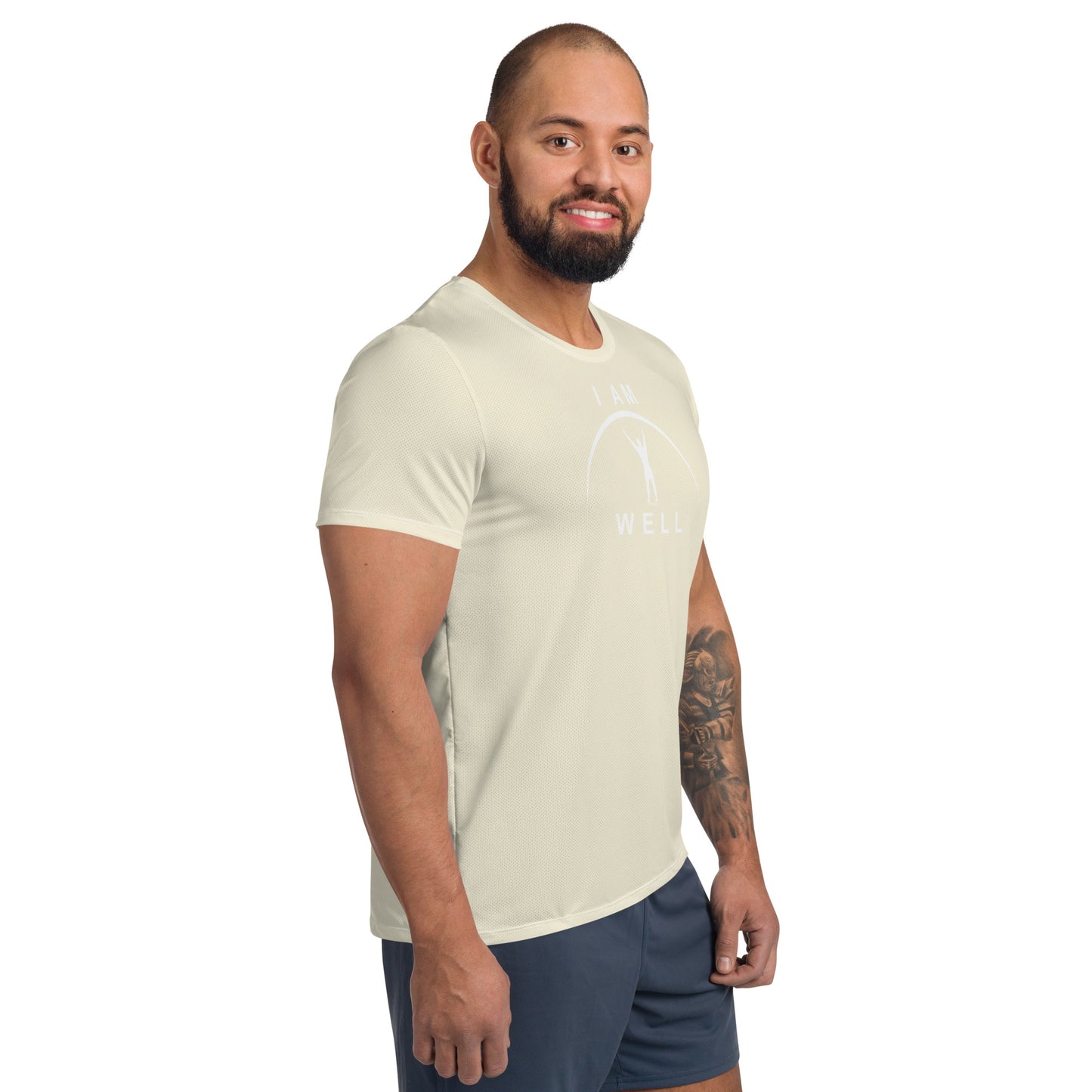 I AM WELL Men's Ultra-Lightweight Performance Athletic T-Shirt - Light Yellow w/ White Logo