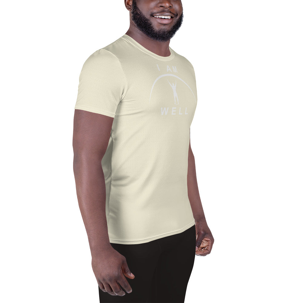 I AM WELL Men's Ultra-Lightweight Performance Athletic T-Shirt - Light Yellow w/ White Logo