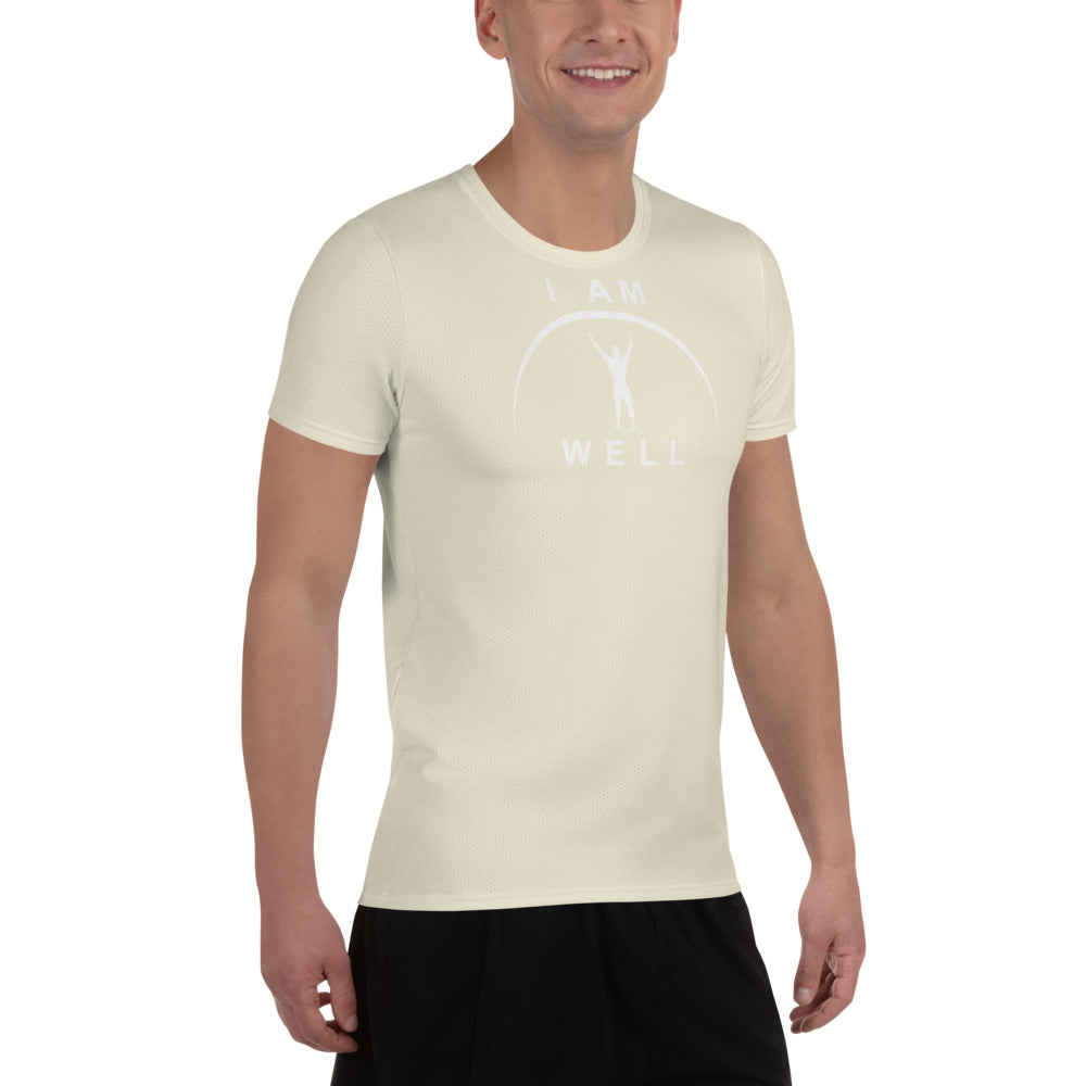 I AM WELL Men's Ultra-Lightweight Performance Athletic T-Shirt - Light Yellow w/ White Logo