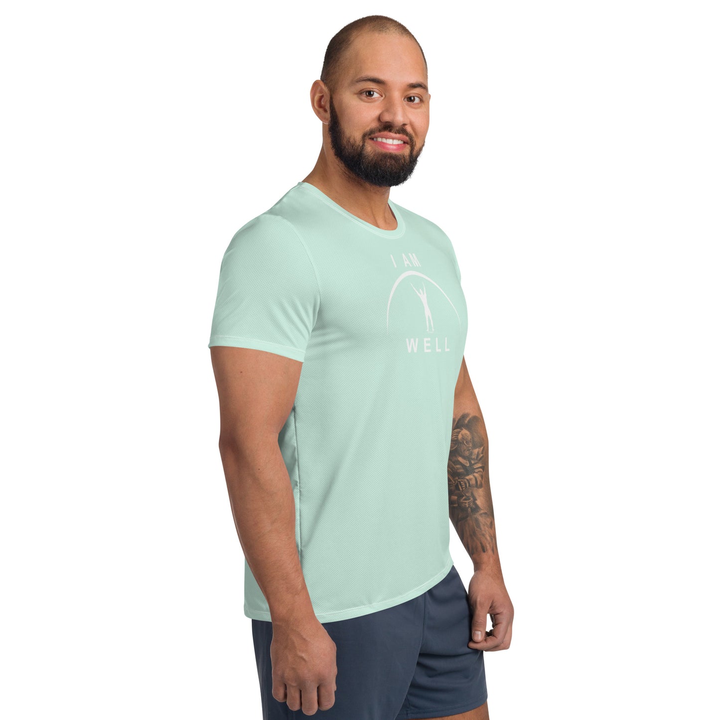 I AM WELL Men's Ultra-Lightweight Performance Athletic T-Shirt - Light Green w/ White Logo