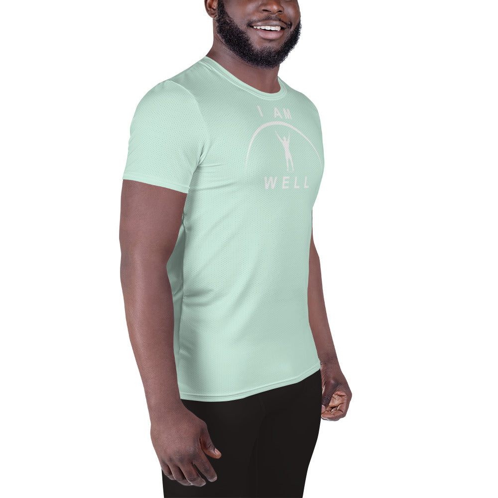 I AM WELL Men's Ultra-Lightweight Performance Athletic T-Shirt - Light Green w/ White Logo