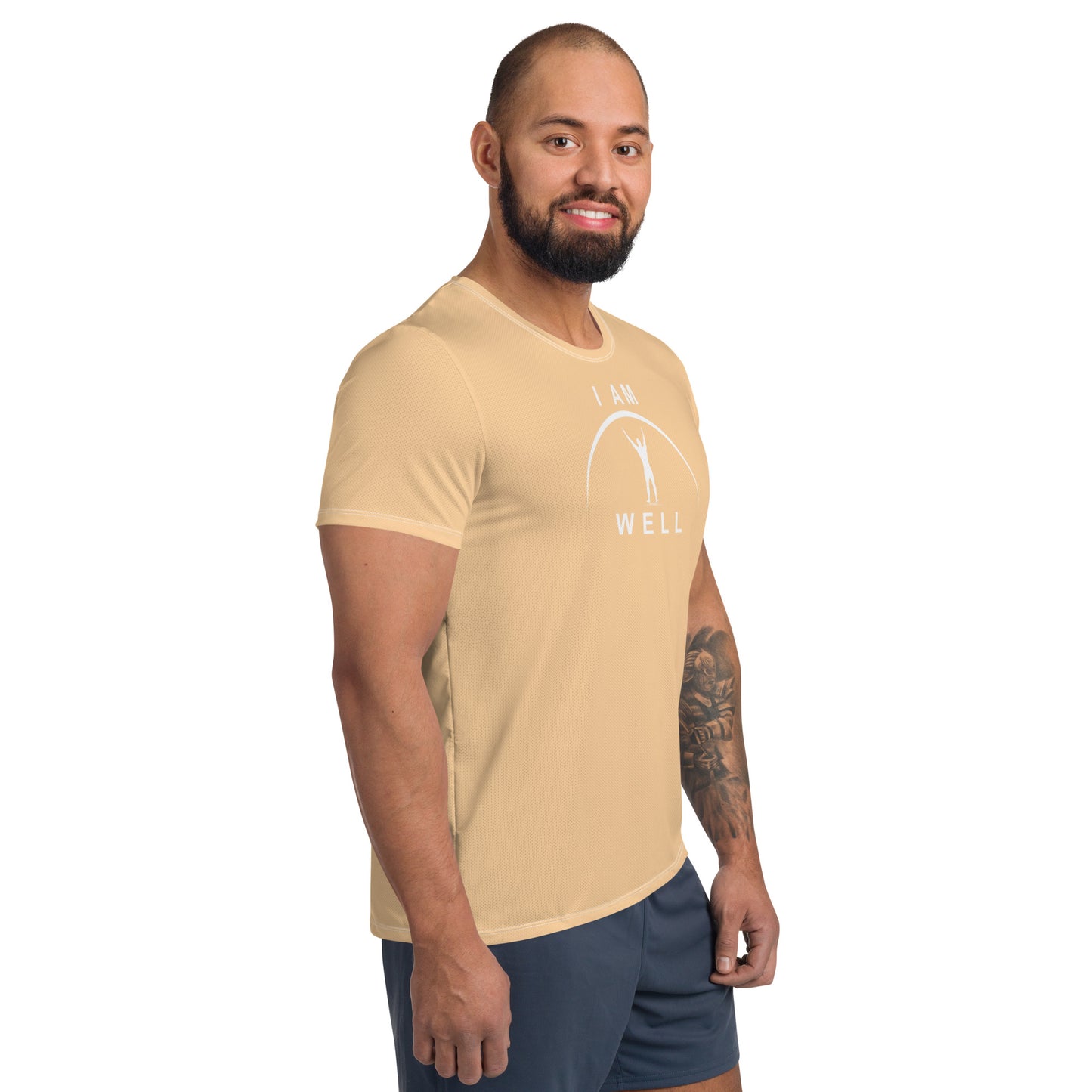 I AM WELL Men's Ultra-Lightweight Performance Athletic T-Shirt - Light Orange w/ White Logo