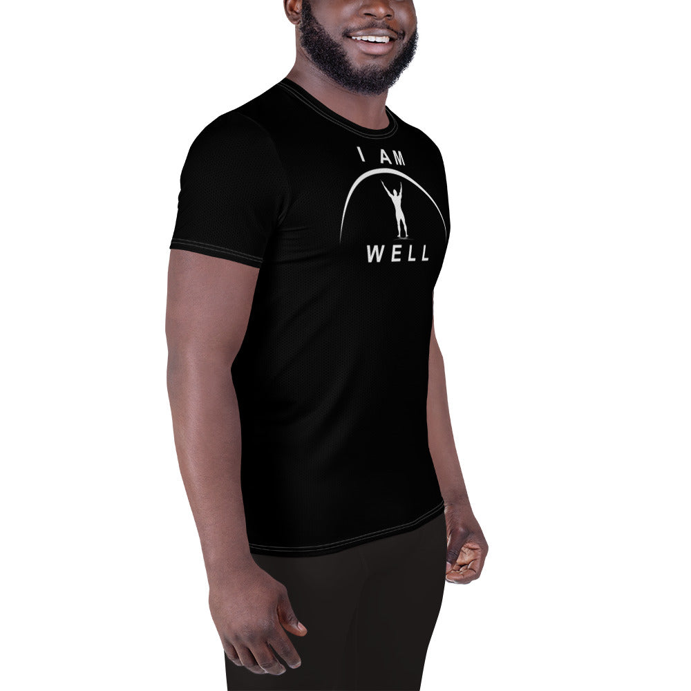 I AM WELL Men's Ultra-Lightweight Performance Athletic T-Shirt - Black w/ White Logo