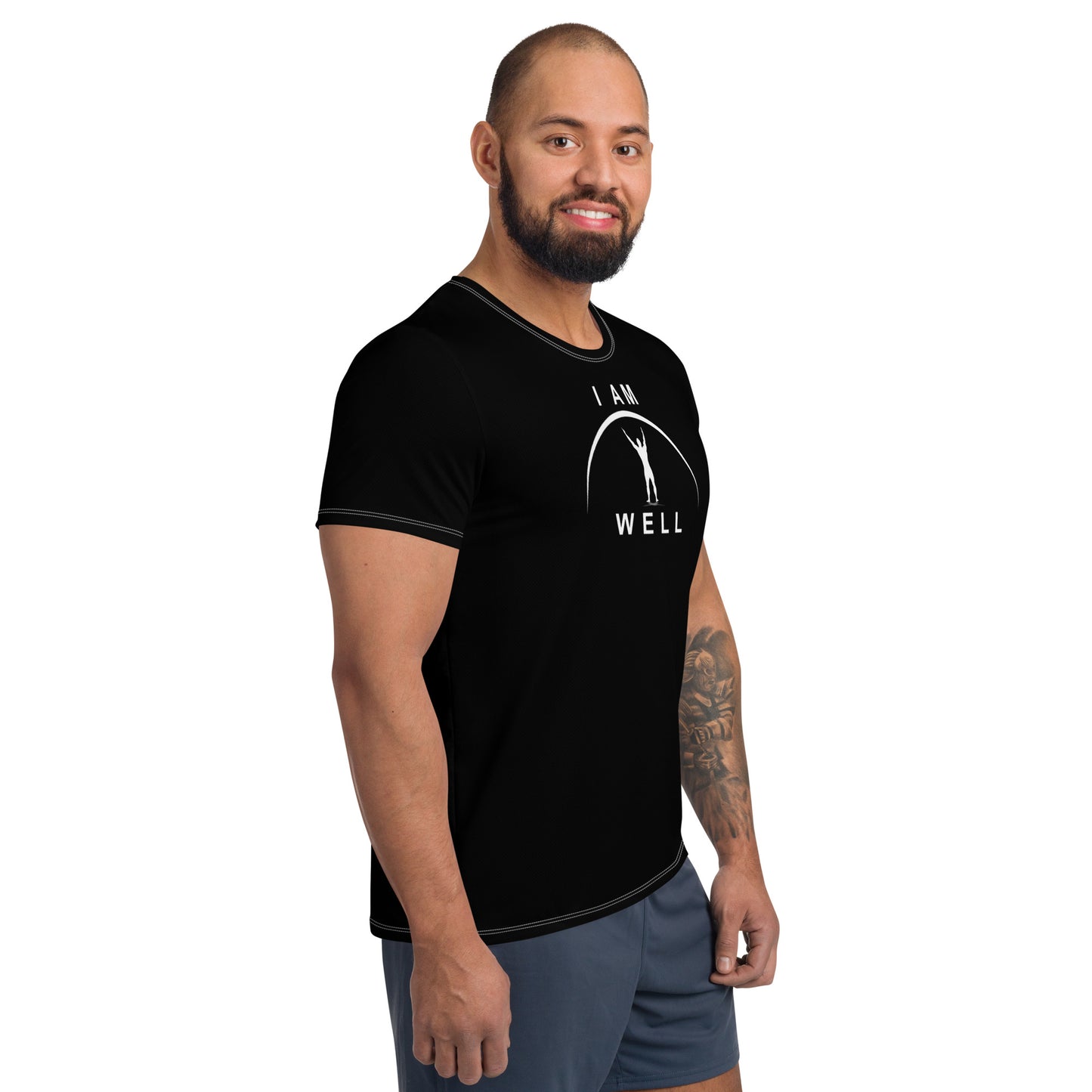 I AM WELL Men's Ultra-Lightweight Performance Athletic T-Shirt - Black w/ White Logo