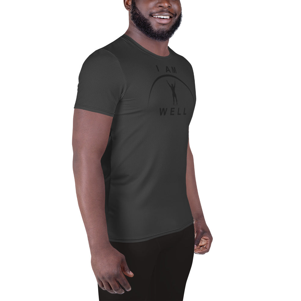 I AM WELL Men's Ultra-Lightweight Performance Athletic T-Shirt - Dark Grey w/ Black Logo