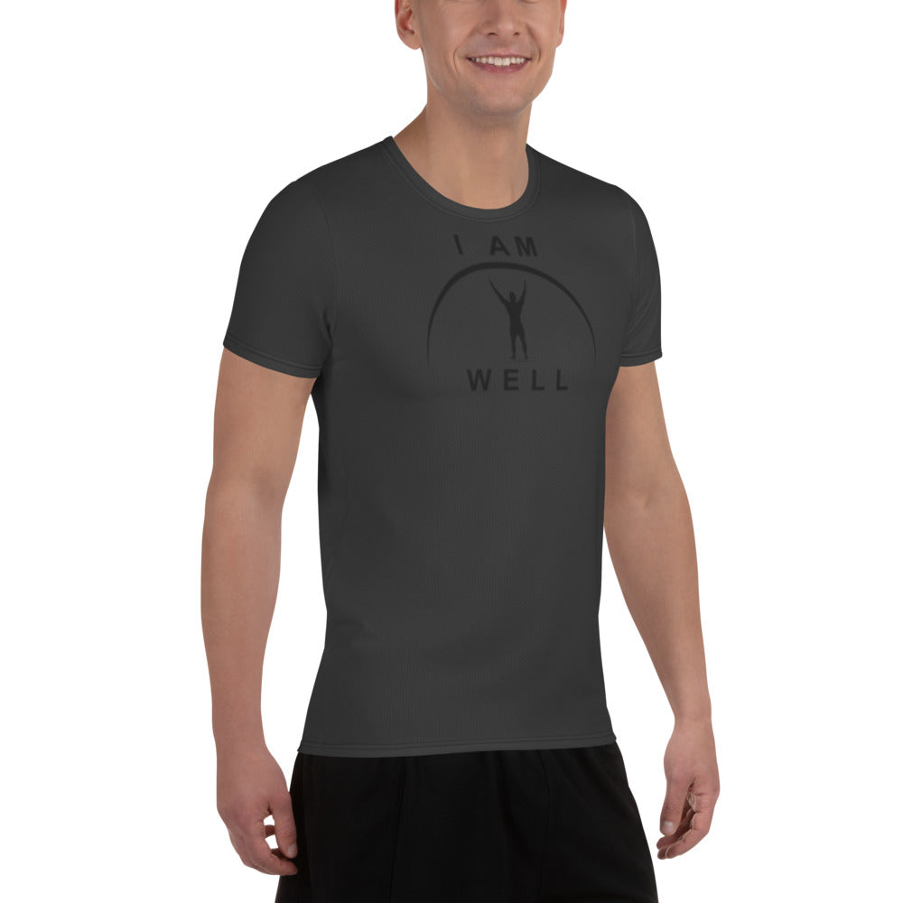 I AM WELL Men's Ultra-Lightweight Performance Athletic T-Shirt - Dark Grey w/ Black Logo