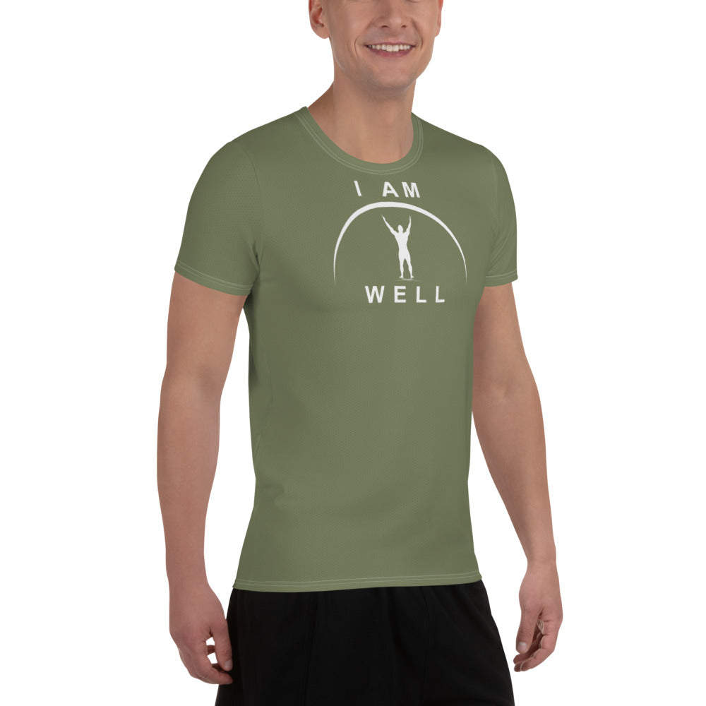 I AM WELL Men's Ultra-Lightweight Performance Athletic T-Shirt - OD Green w/ White Logo