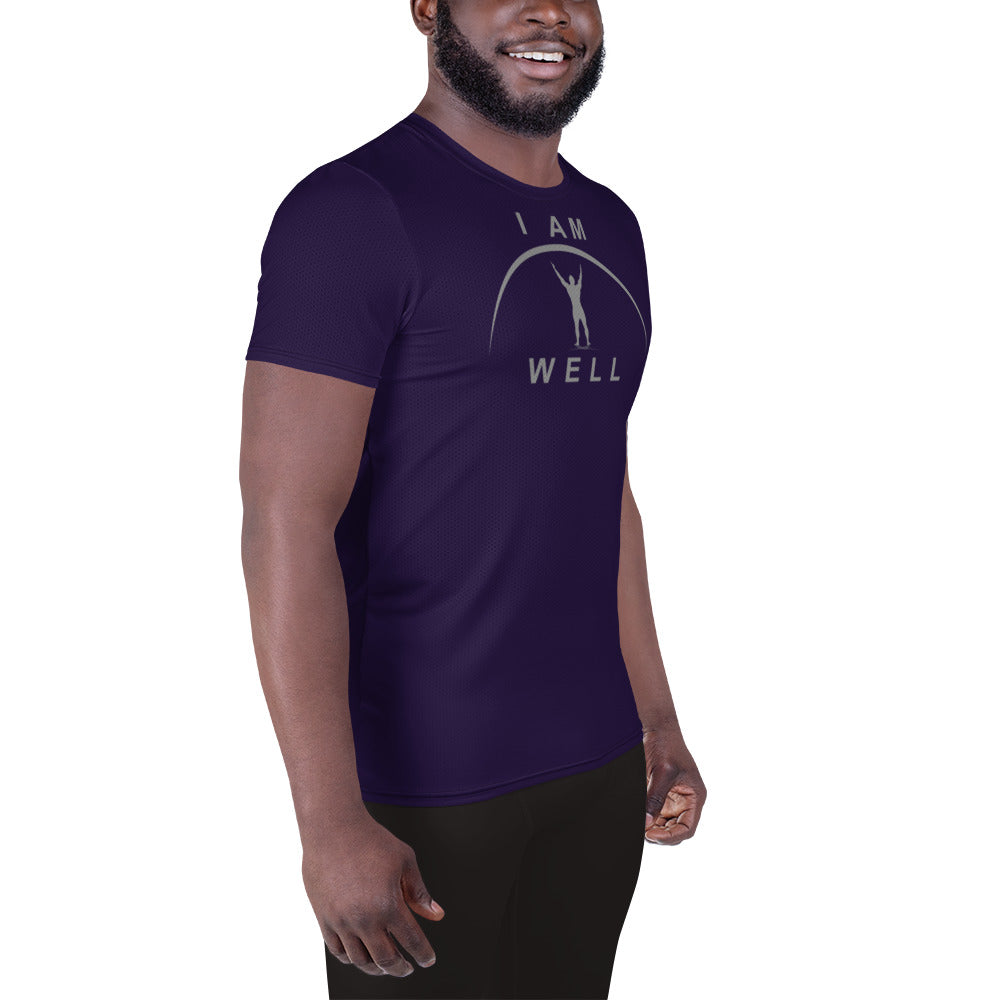 I AM WELL Men's Ultra-Lightweight Performance Athletic T-Shirt - Deep Purple w/ Grey Logo