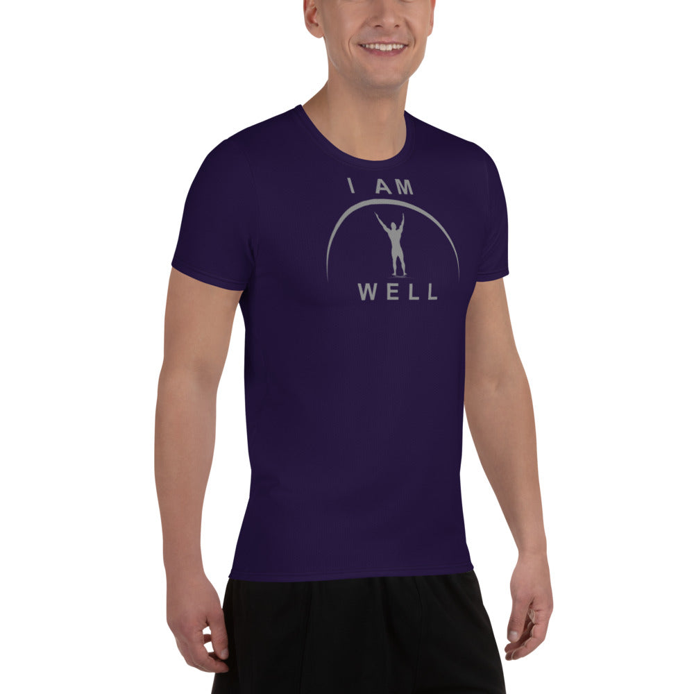 I AM WELL Men's Ultra-Lightweight Performance Athletic T-Shirt - Deep Purple w/ Grey Logo