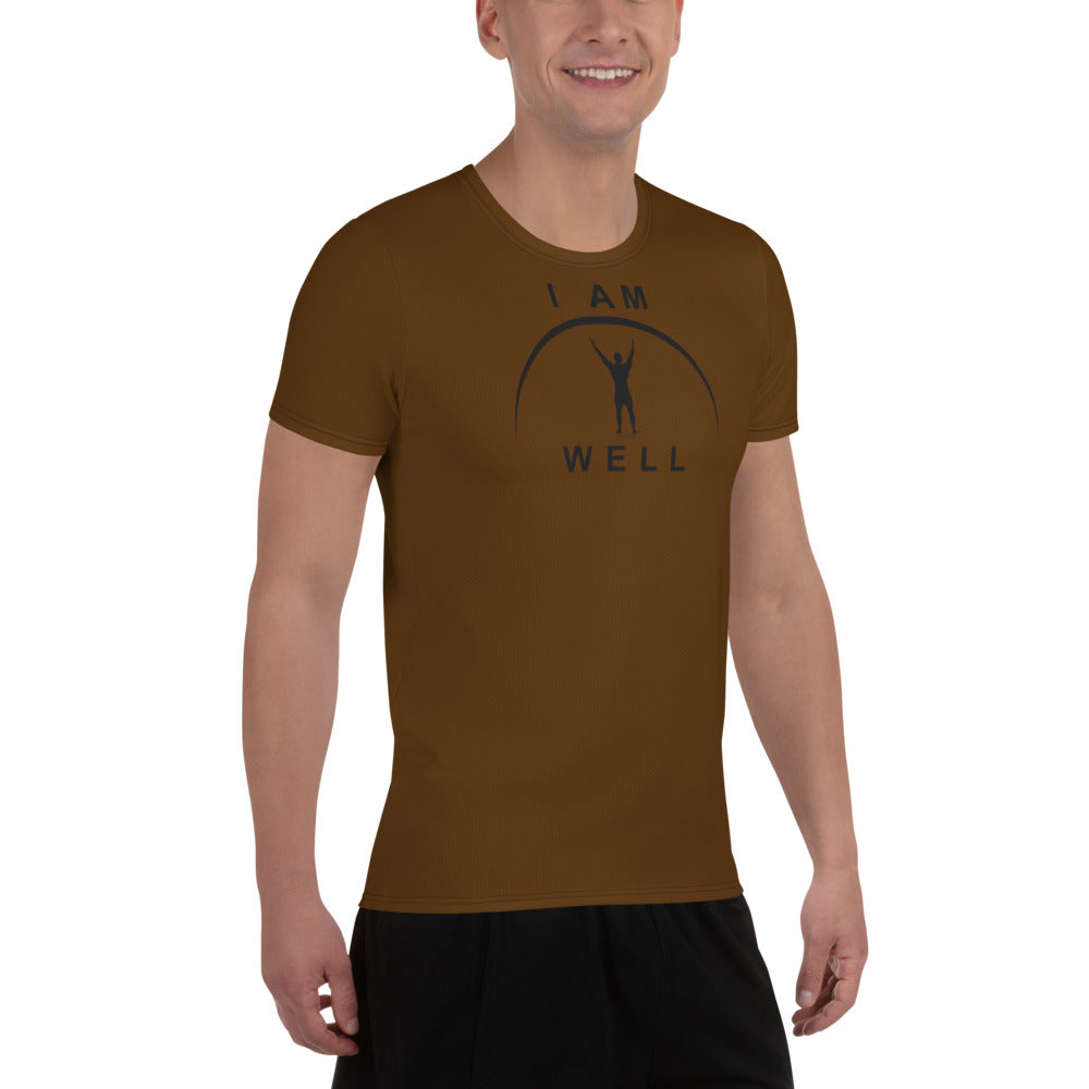 I AM WELL Men's Ultra-Lightweight Performance Athletic T-Shirt - Grizzly Brown w/ Black Logo