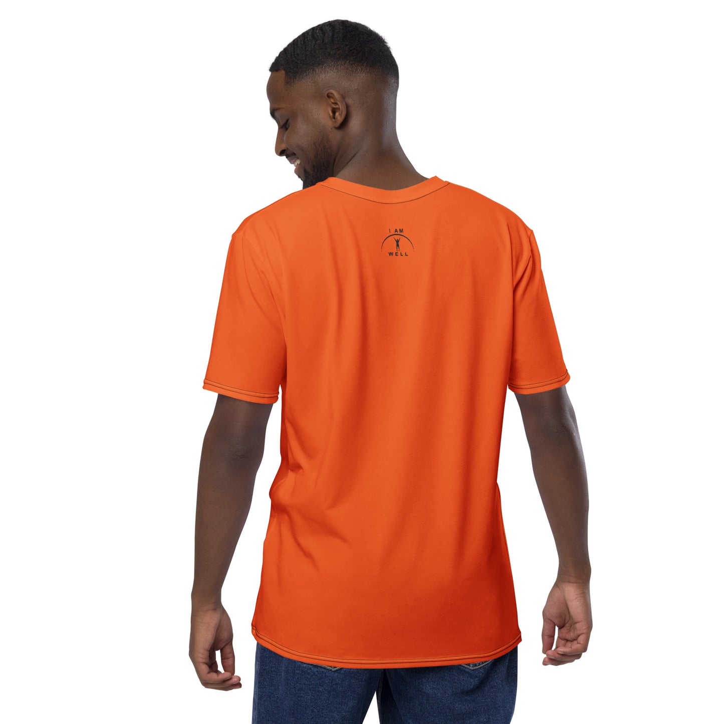 I AM WELL Men's Performance T-Shirt - Blaze Orange w/ Black Logo