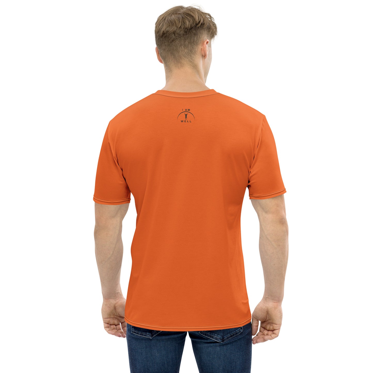 I AM WELL Men's Performance T-Shirt - Blaze Orange w/ Black Logo