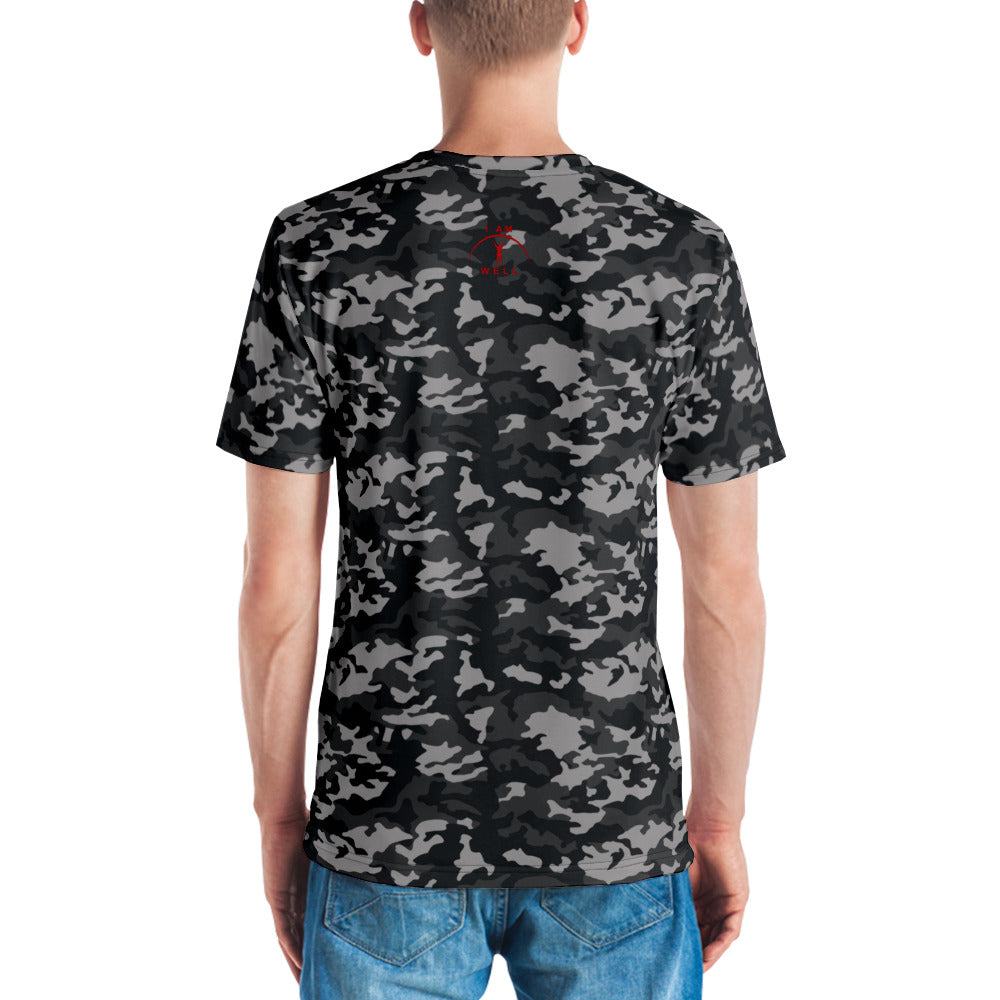 I AM WELL Men's Performance T-Shirt - Midnight Camo w/ Red Logo