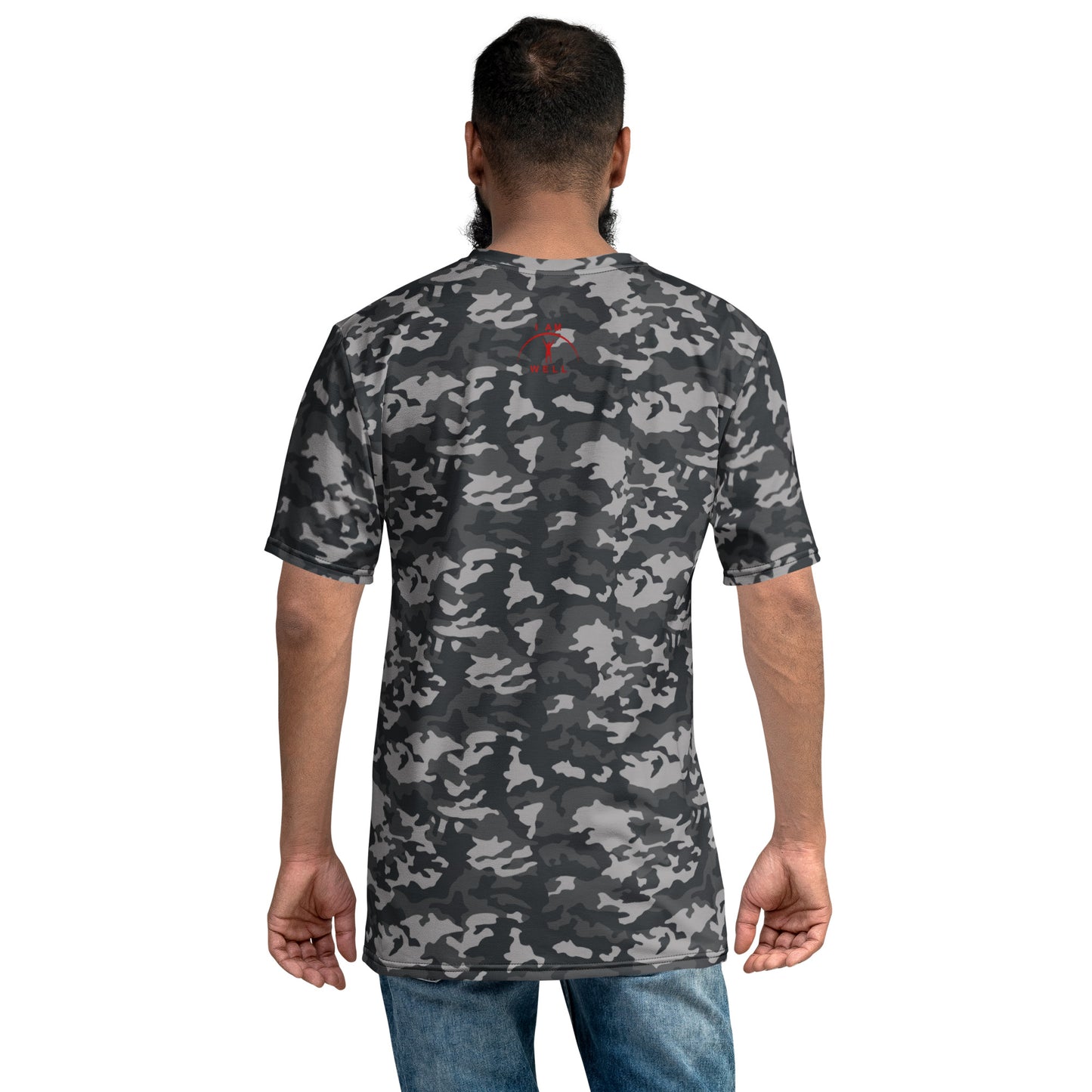 I AM WELL Men's Performance T-Shirt - Midnight Camo w/ Red Logo