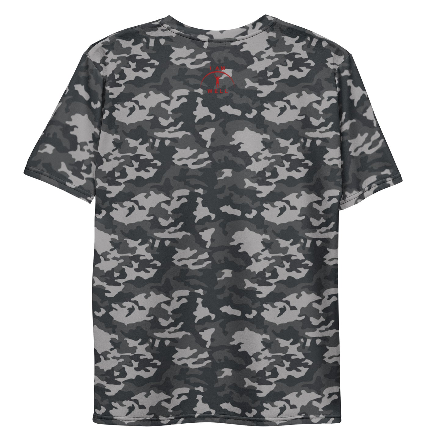 I AM WELL Men's Performance T-Shirt - Midnight Camo w/ Red Logo