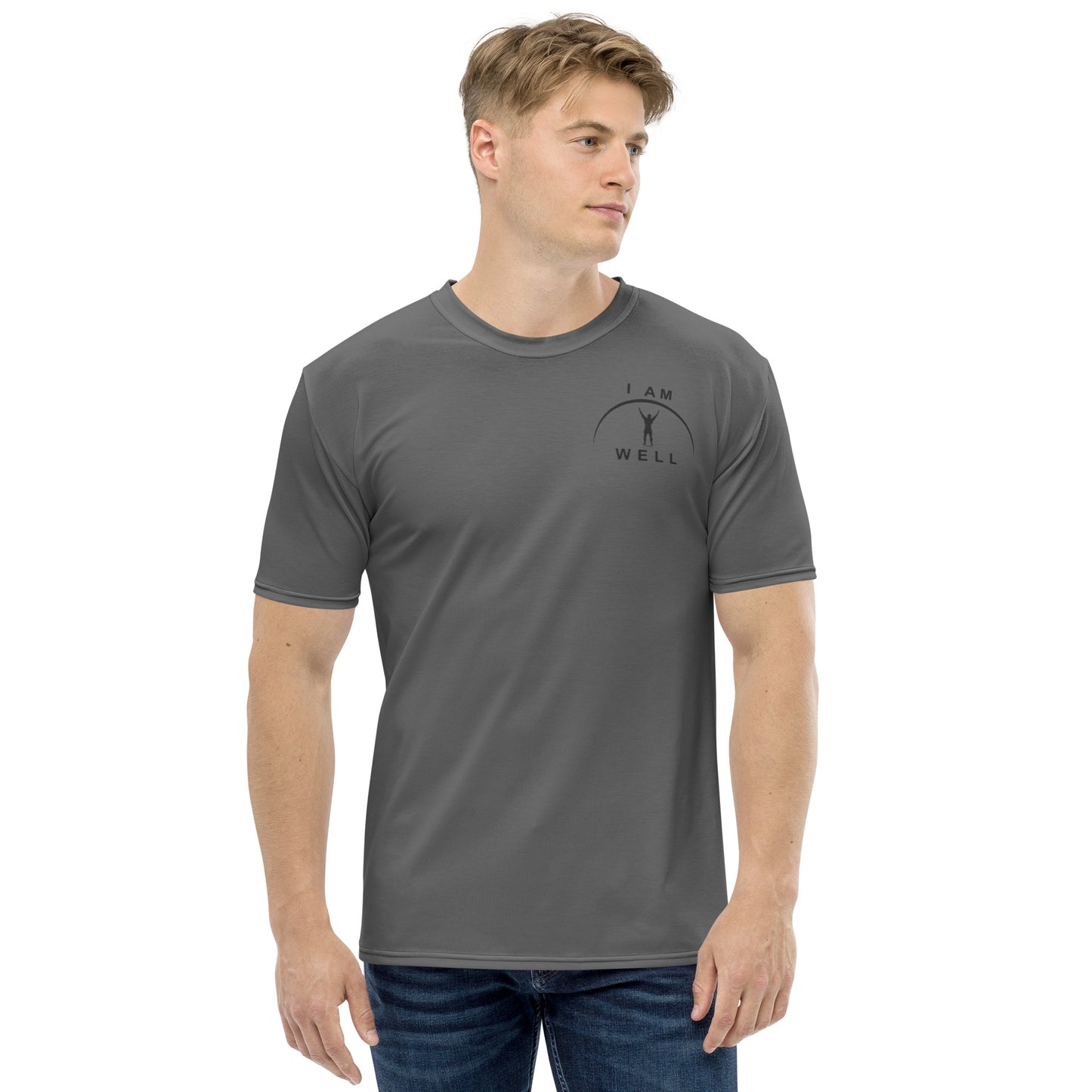 I AM WELL Men's Performance T-Shirt - Dark Grey w/ Black Logo