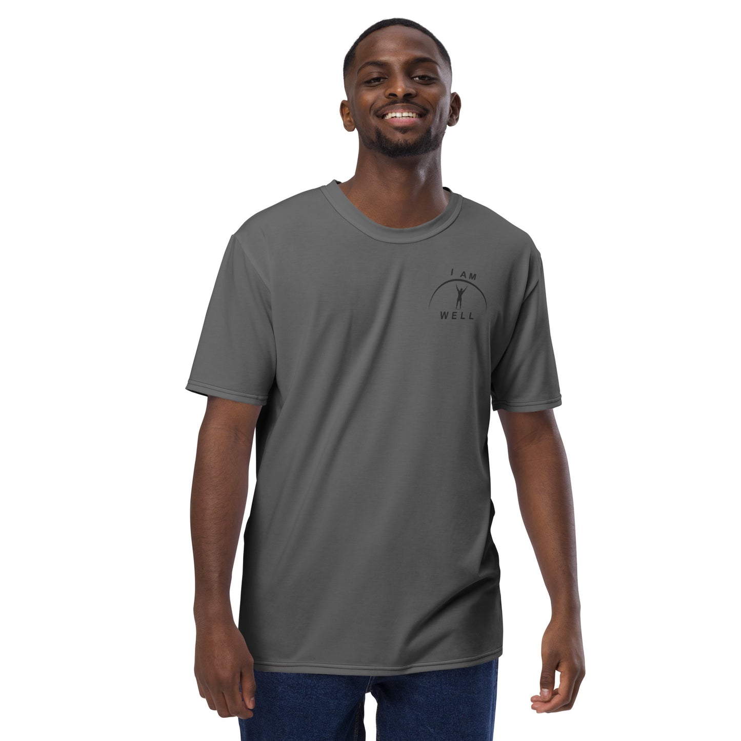 I AM WELL Men's Performance T-Shirt - Dark Grey w/ Black Logo