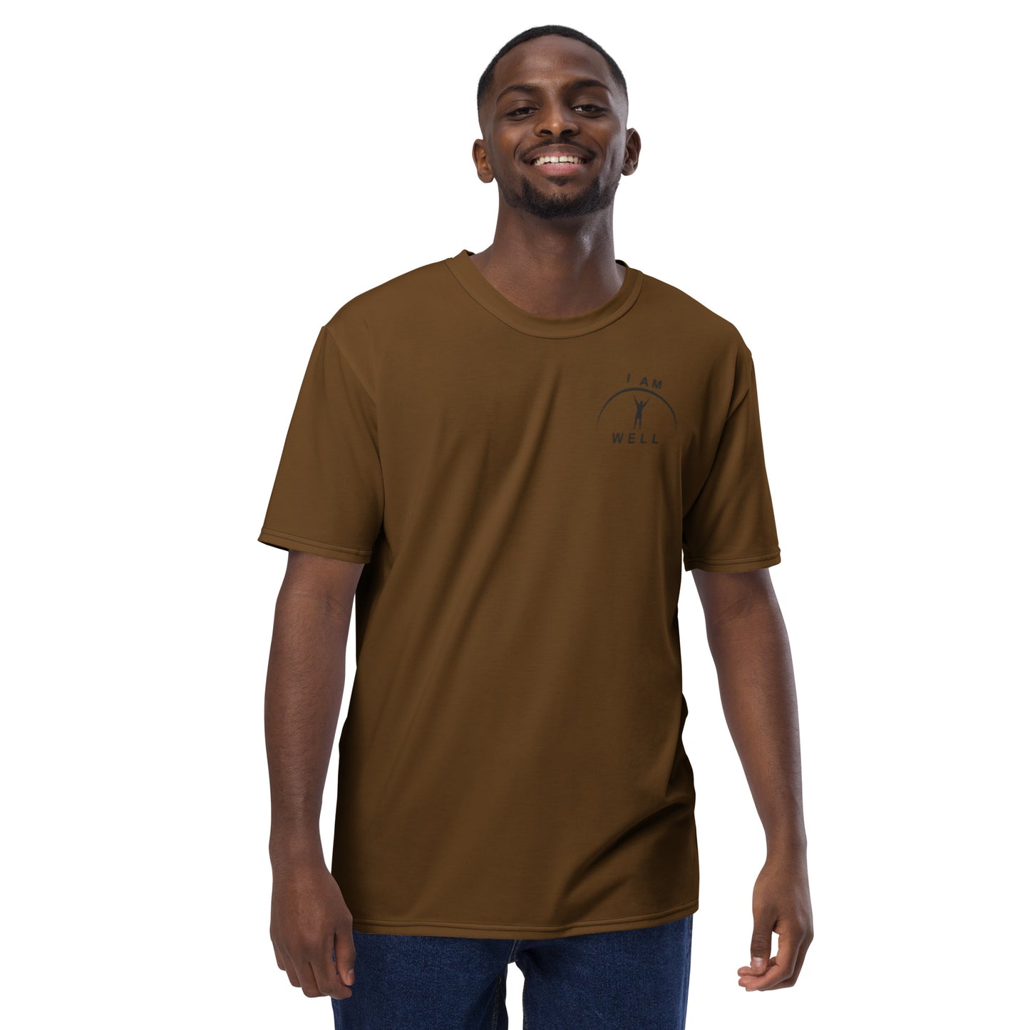 I AM WELL Men's Performance T-Shirt - Brown w/ Black Logo