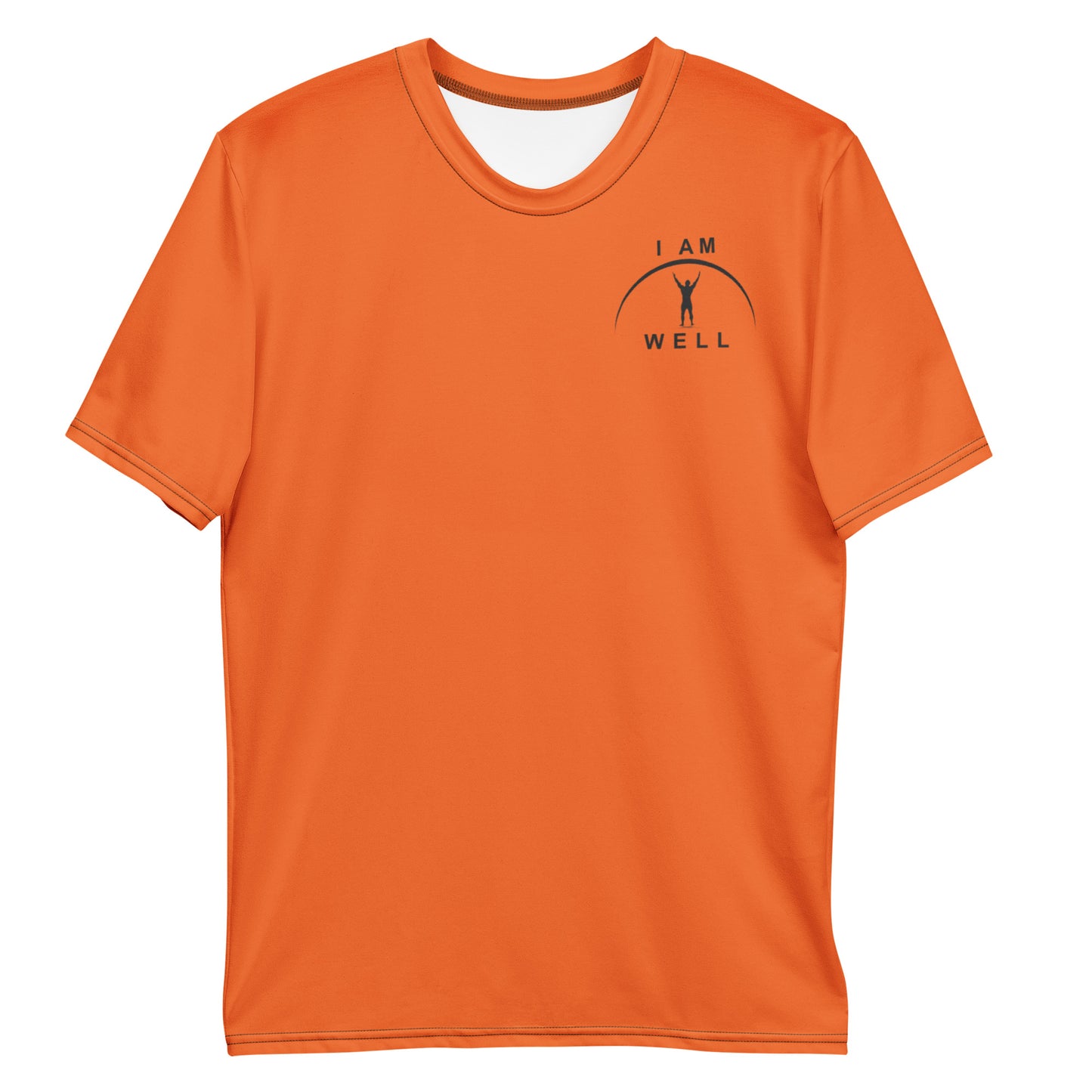 I AM WELL Men's Performance T-Shirt - Blaze Orange w/ Black Logo