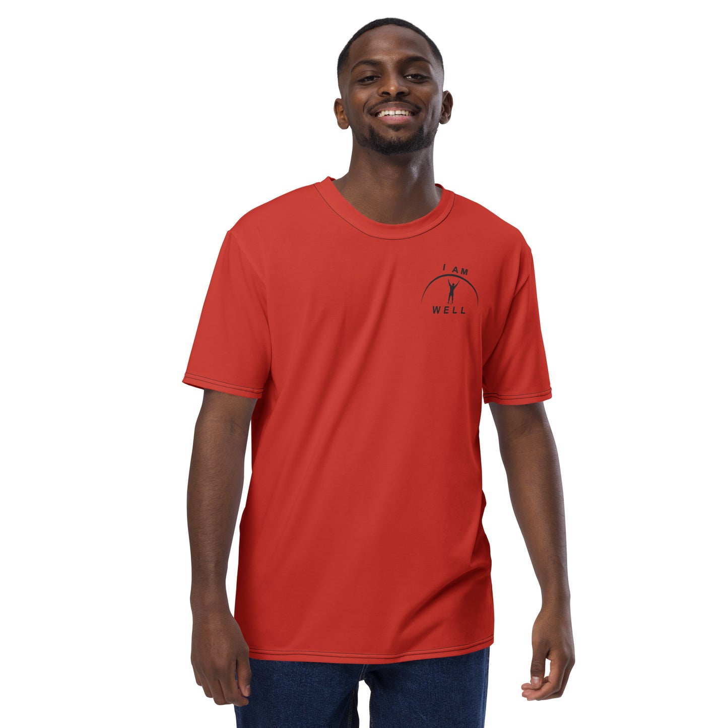 I AM WELL Men's Performance T-Shirt - Firefighter Red w/ Black Logo