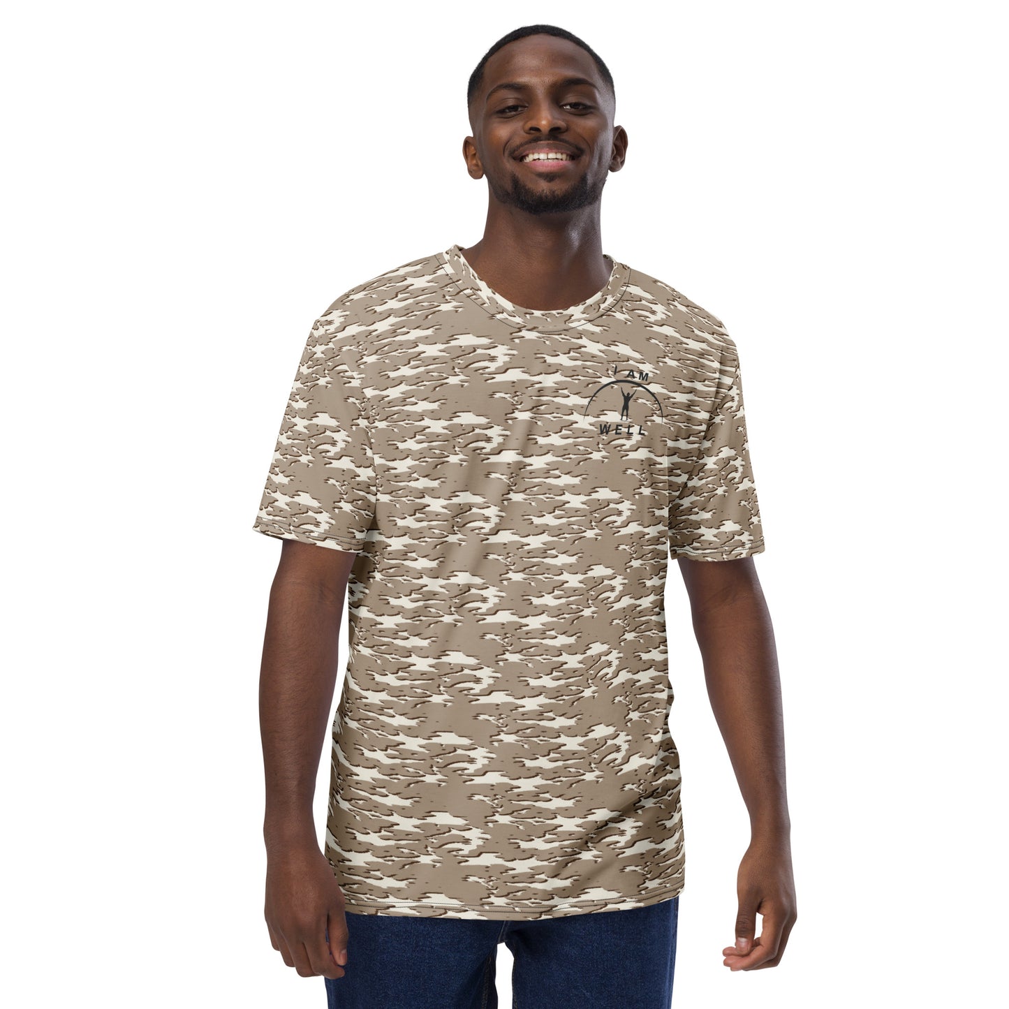 I AM WELL Men's Performance T-Shirt - Desert Camo w/ Black Logo