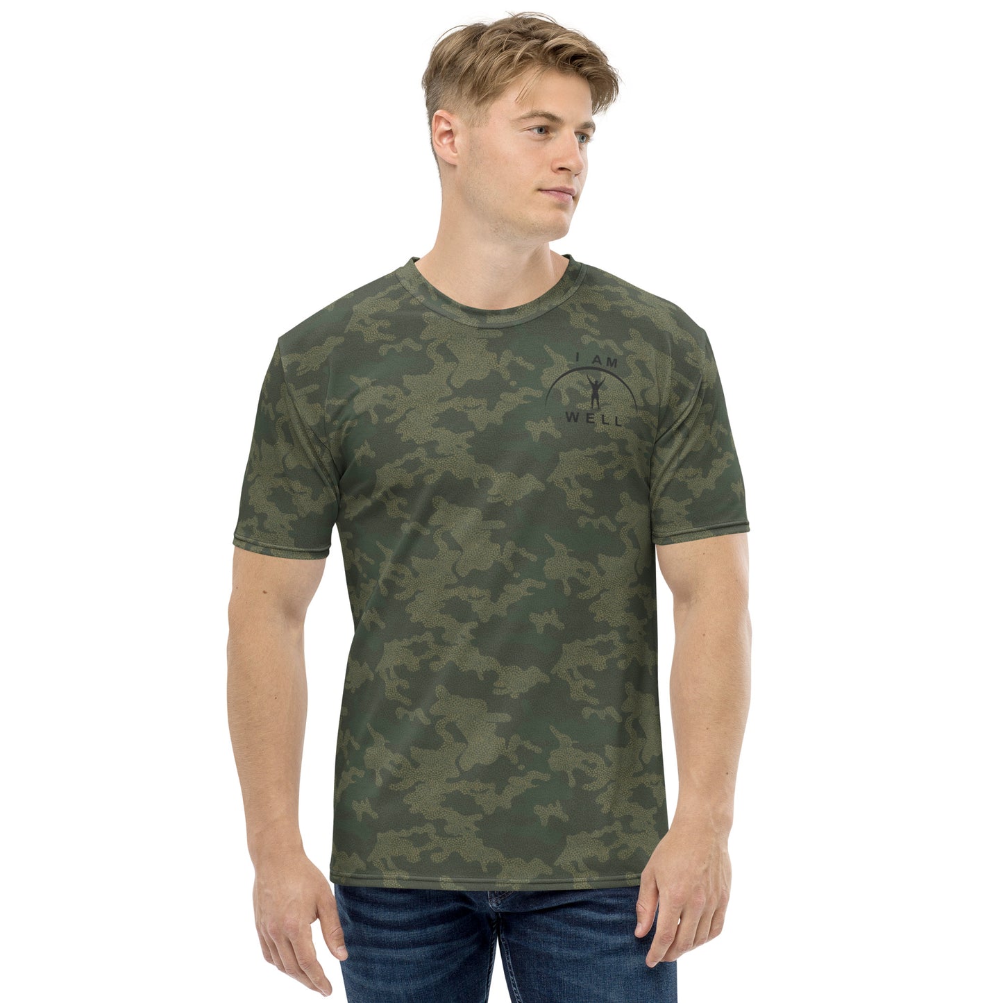 I AM WELL Men's Performance T-Shirt - American Woodland Camo w/ Black Logo