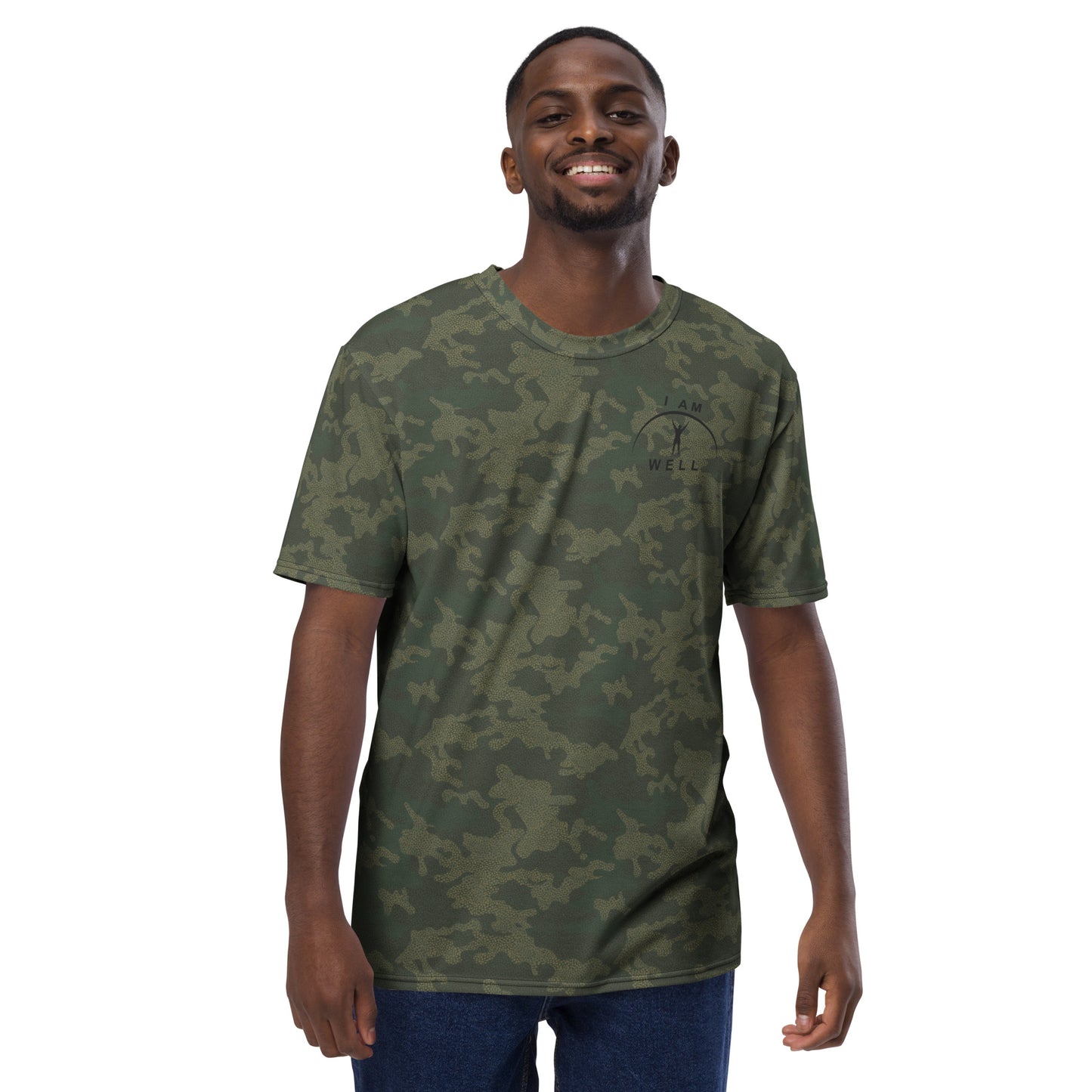 I AM WELL Men's Performance T-Shirt - American Woodland Camo w/ Black Logo