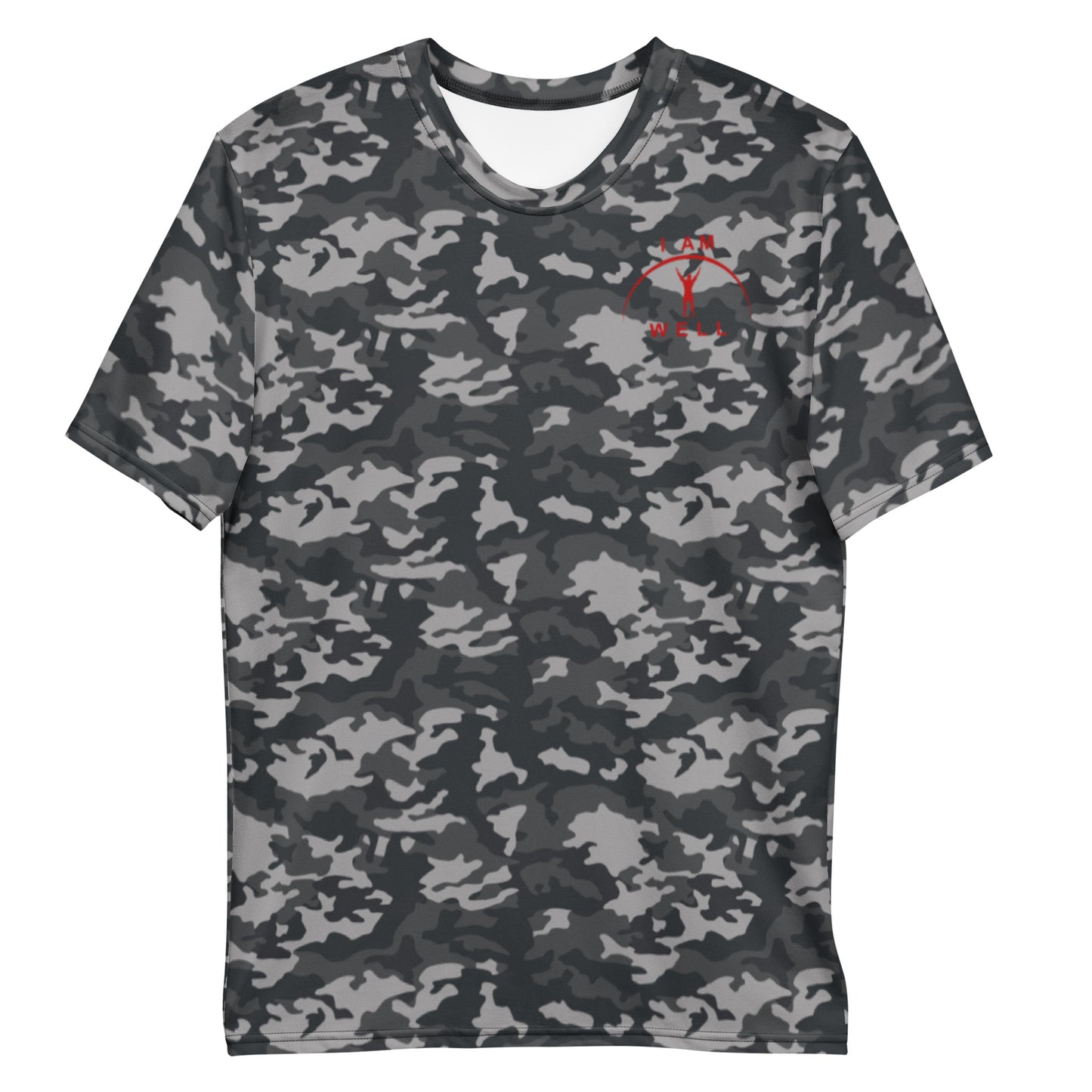 I AM WELL Men's Performance T-Shirt - Midnight Camo w/ Red Logo