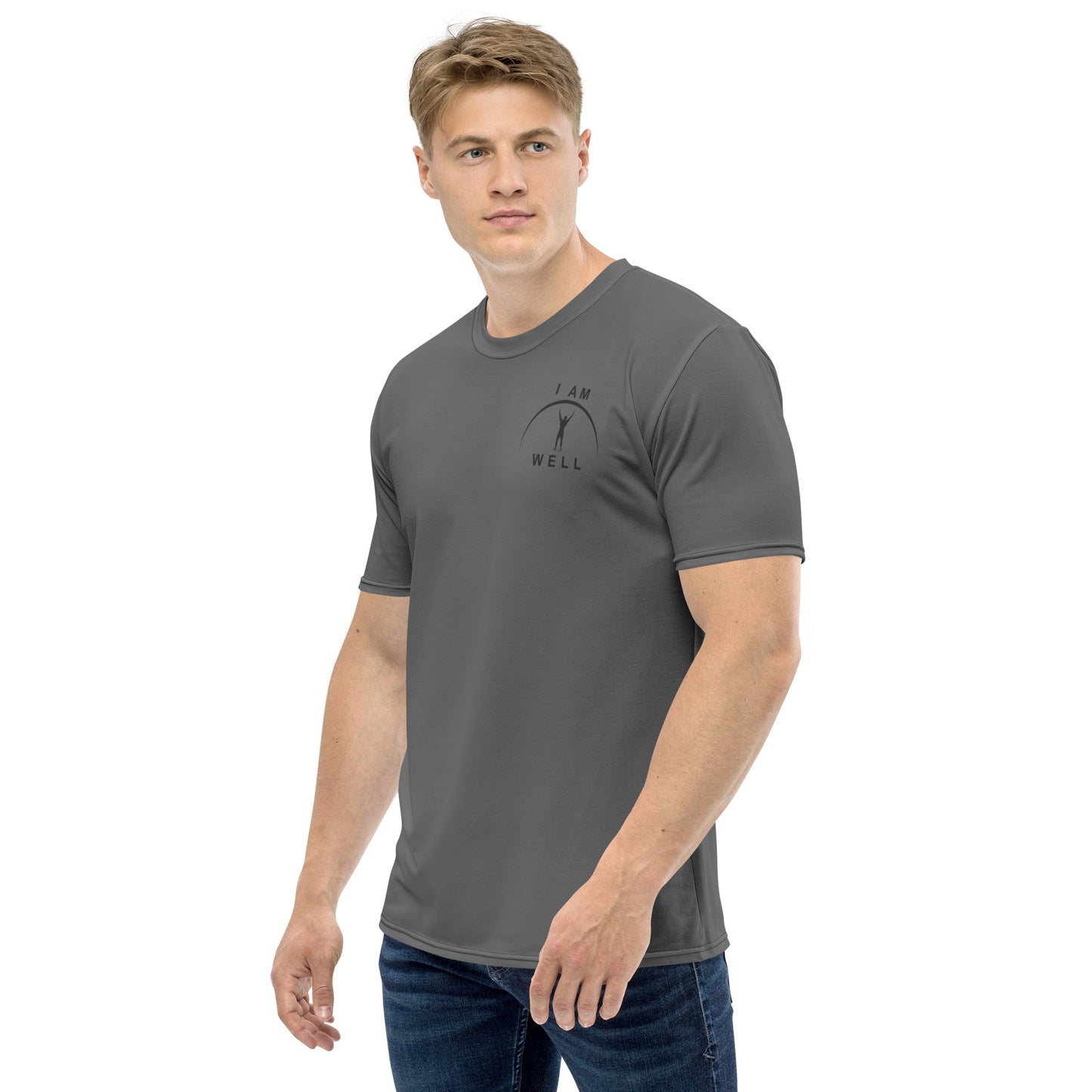 I AM WELL Men's Performance T-Shirt - Dark Grey w/ Black Logo