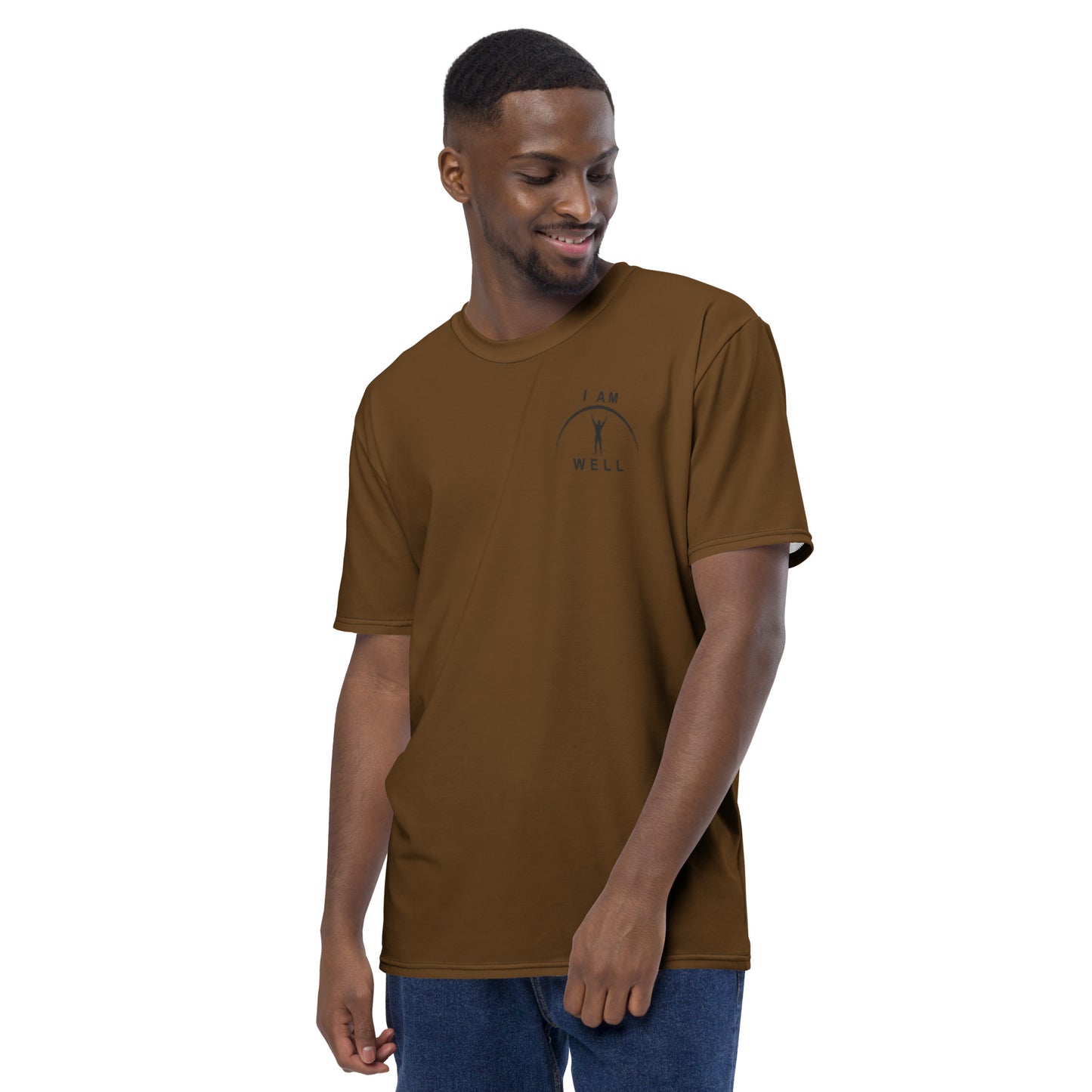 I AM WELL Men's Performance T-Shirt - Brown w/ Black Logo