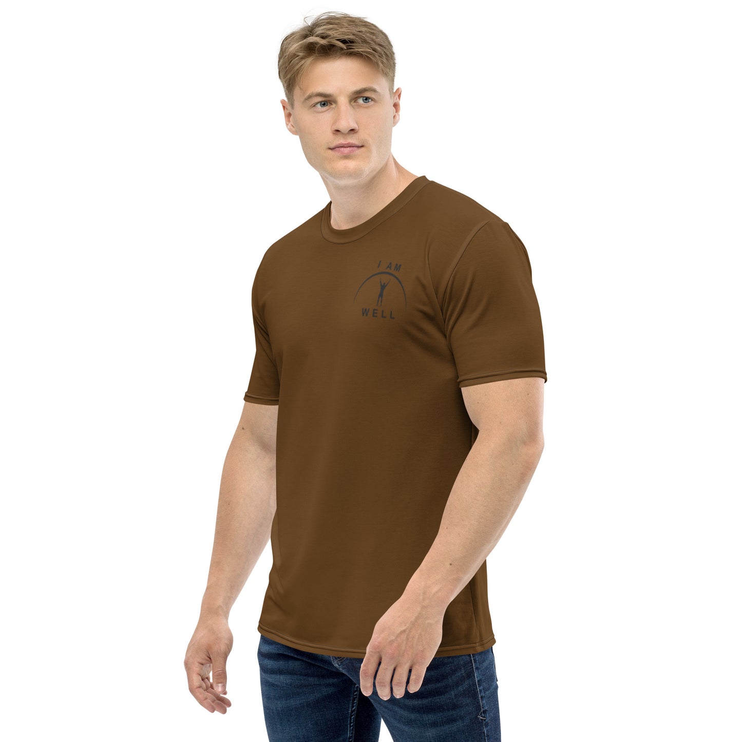 I AM WELL Men's Performance T-Shirt - Brown w/ Black Logo