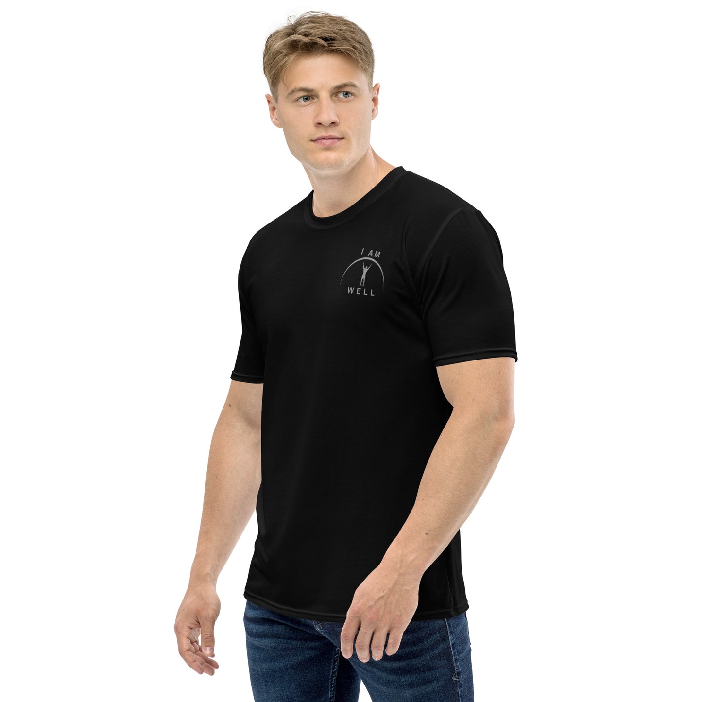 I AM WELL Men's Performance T-Shirt - Black w/ Grey Logo