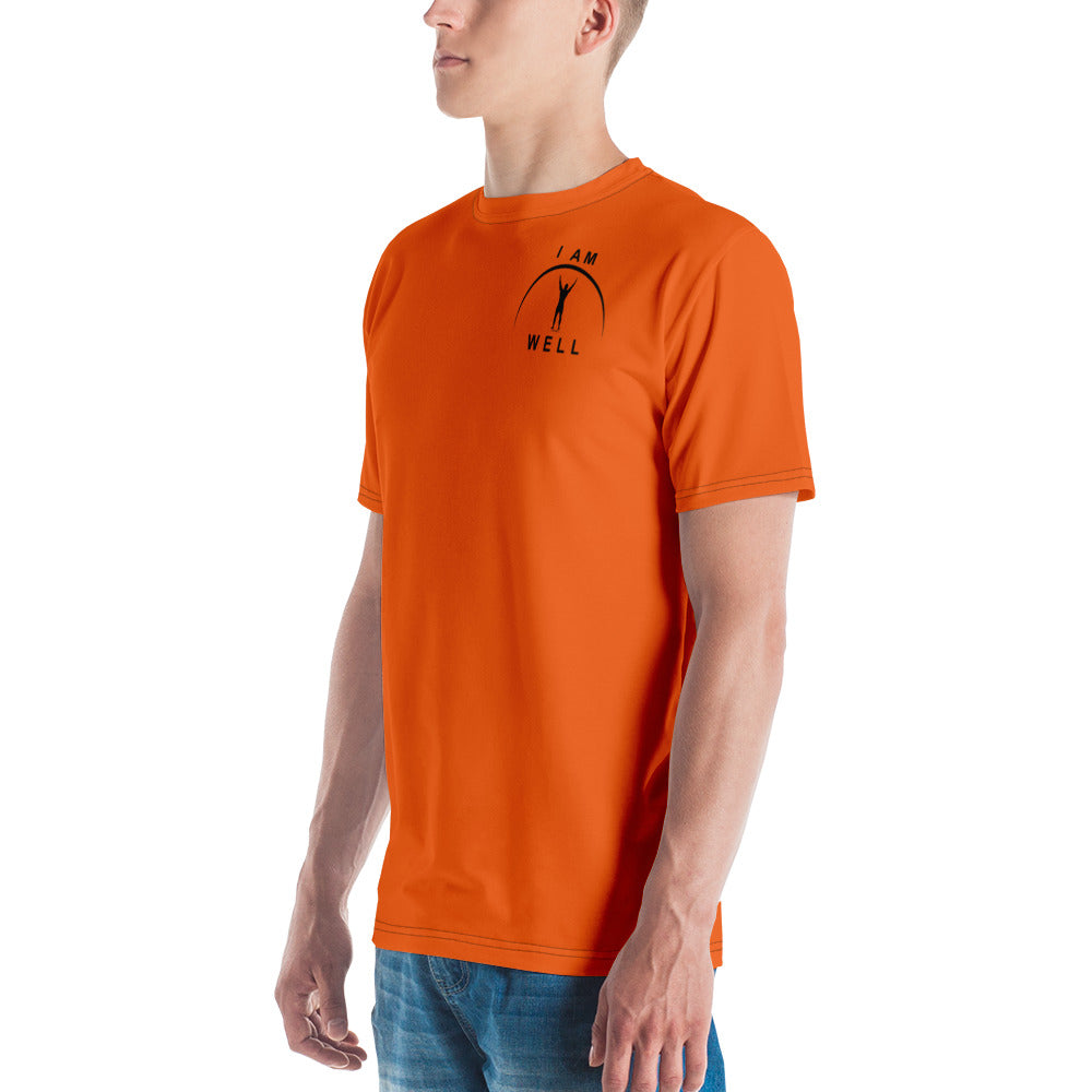 I AM WELL Men's Performance T-Shirt - Blaze Orange w/ Black Logo