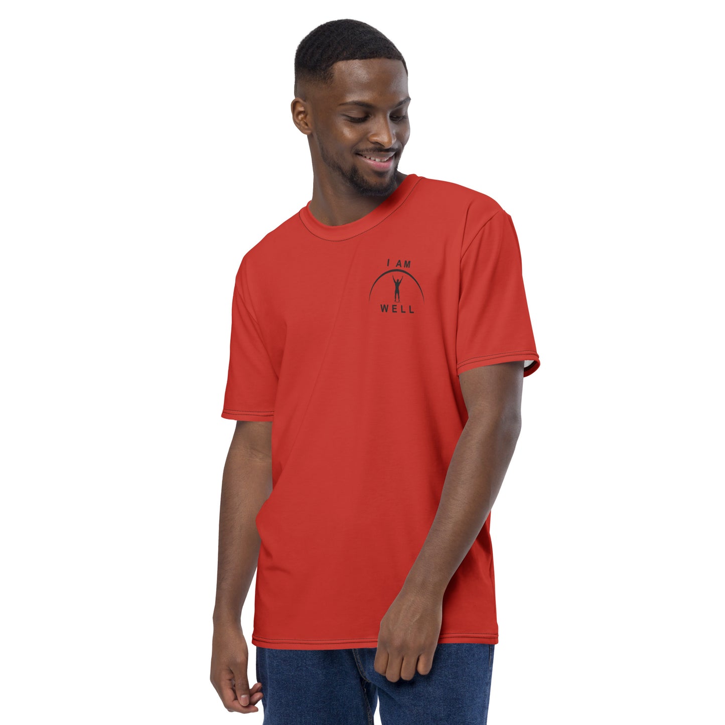 I AM WELL Men's Performance T-Shirt - Firefighter Red w/ Black Logo