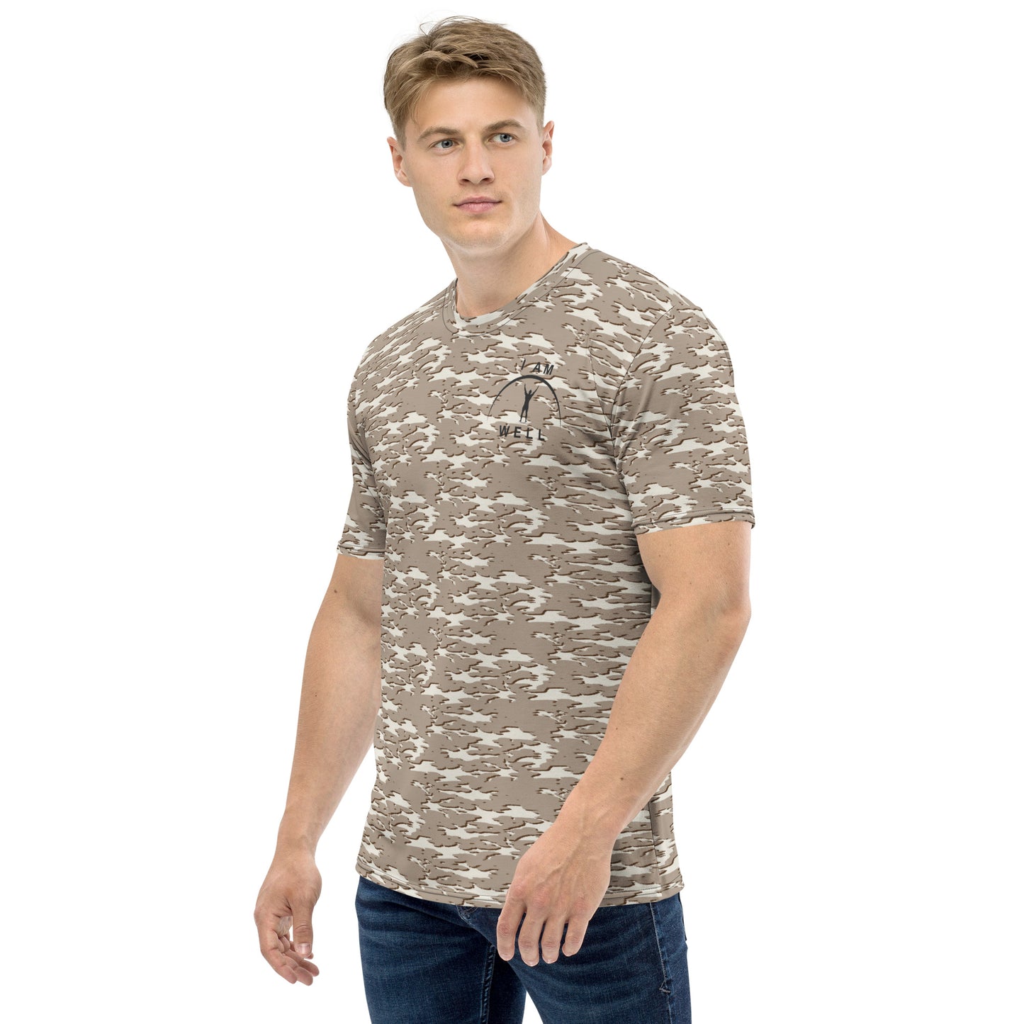 I AM WELL Men's Performance T-Shirt - Desert Camo w/ Black Logo