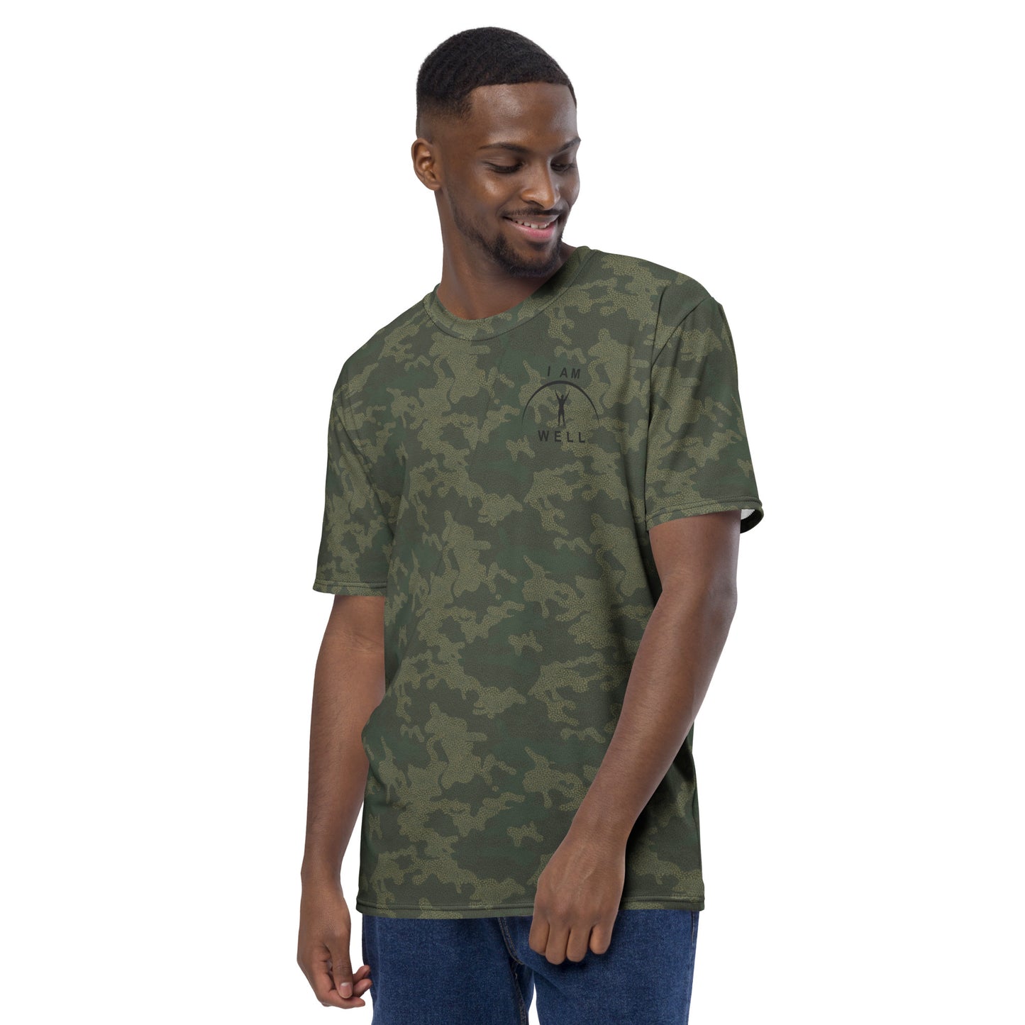 I AM WELL Men's Performance T-Shirt - American Woodland Camo w/ Black Logo