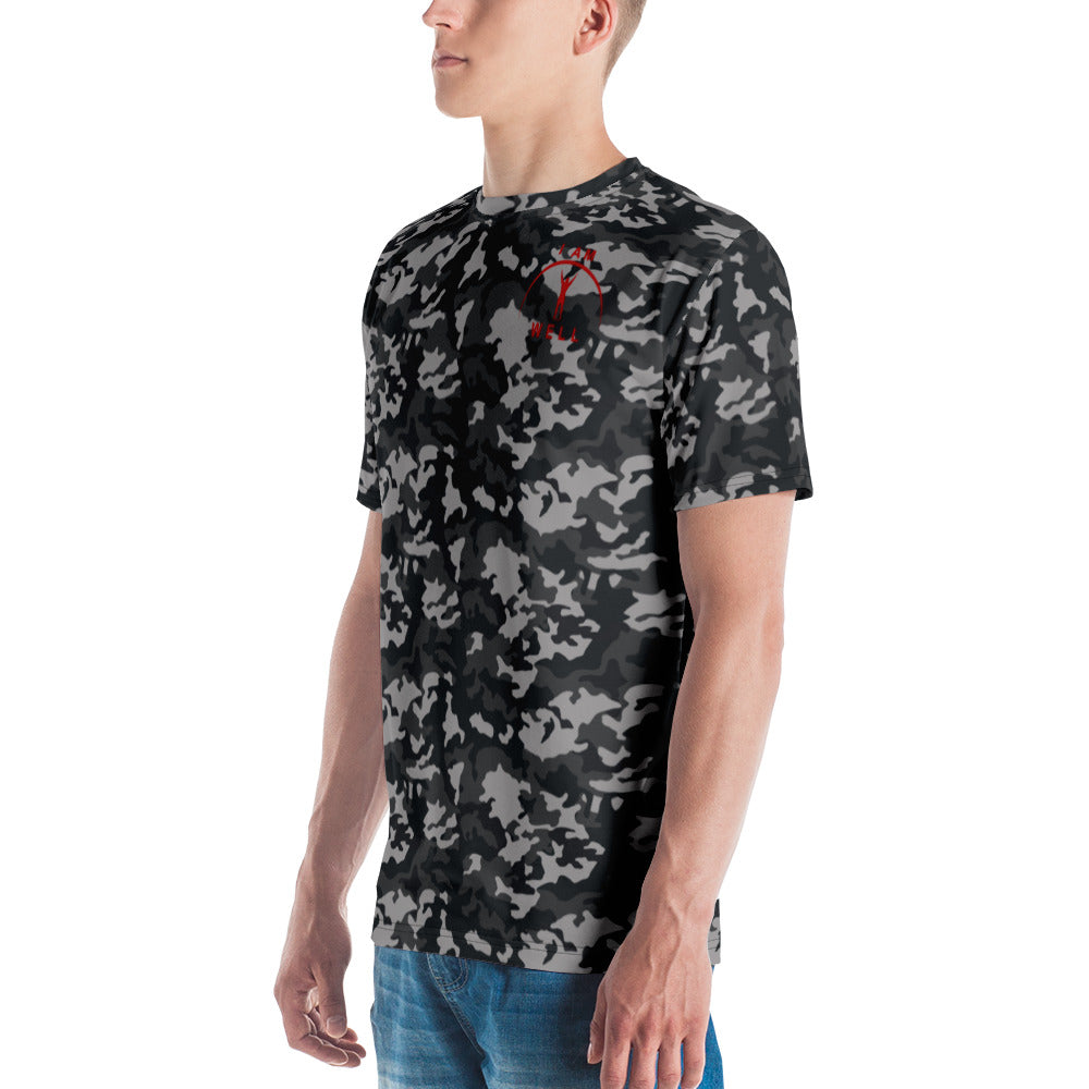 I AM WELL Men's Performance T-Shirt - Midnight Camo w/ Red Logo